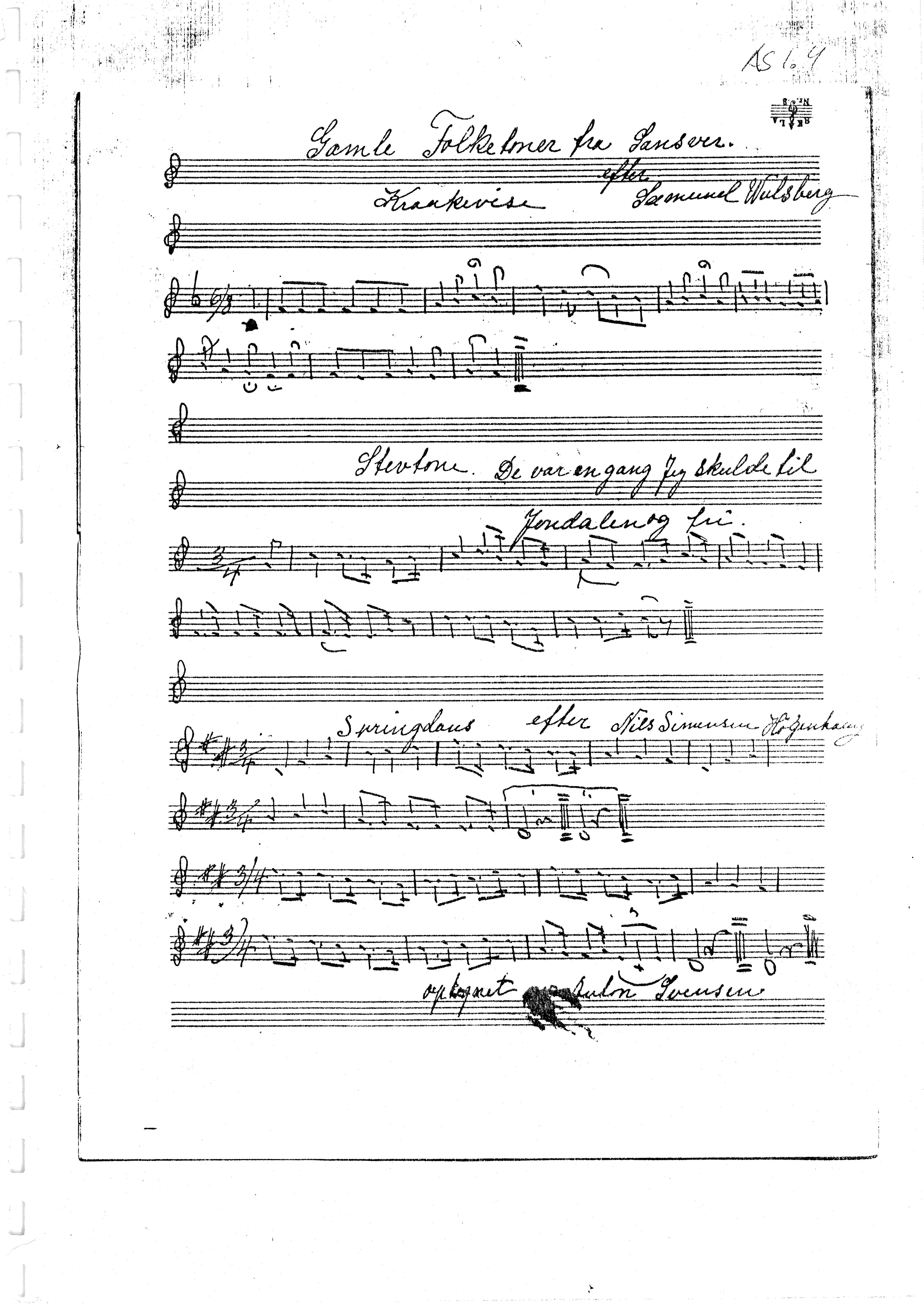 Sa 16 - Folkemusikk fra Vestfold, Gjerdesamlingen, VEMU/A-1868/H/L0006/0002: Innsamlet informasjon, kopier / 13 Notebok etter Anton Svendsen, Vassås og Ole Jacobsen, Kongsberg