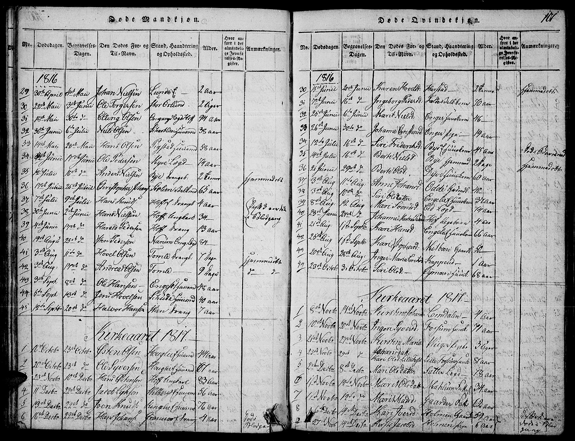 Land prestekontor, SAH/PREST-120/H/Ha/Haa/L0007: Parish register (official) no. 7, 1814-1830, p. 101