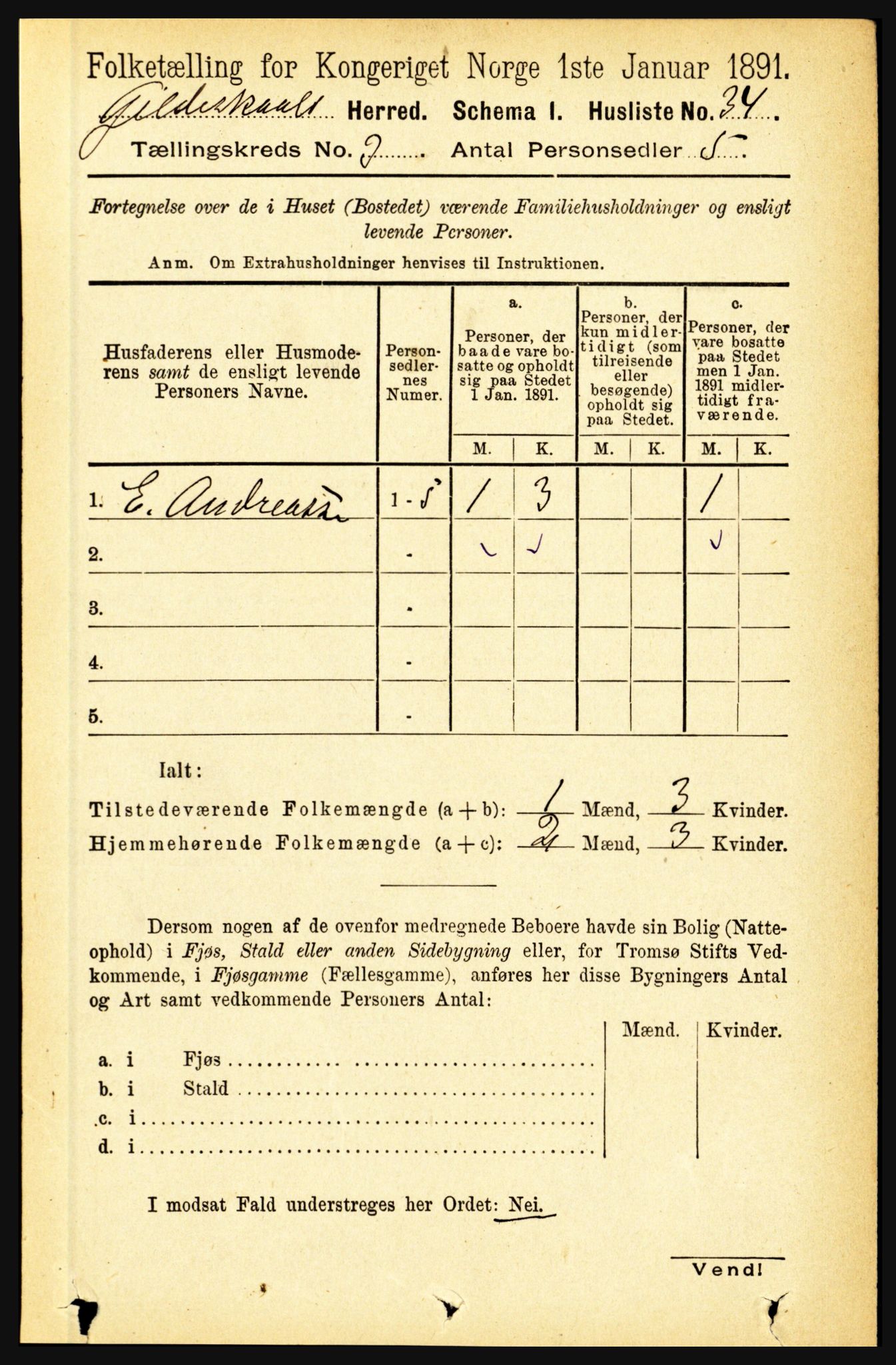 RA, 1891 census for 1838 Gildeskål, 1891, p. 752