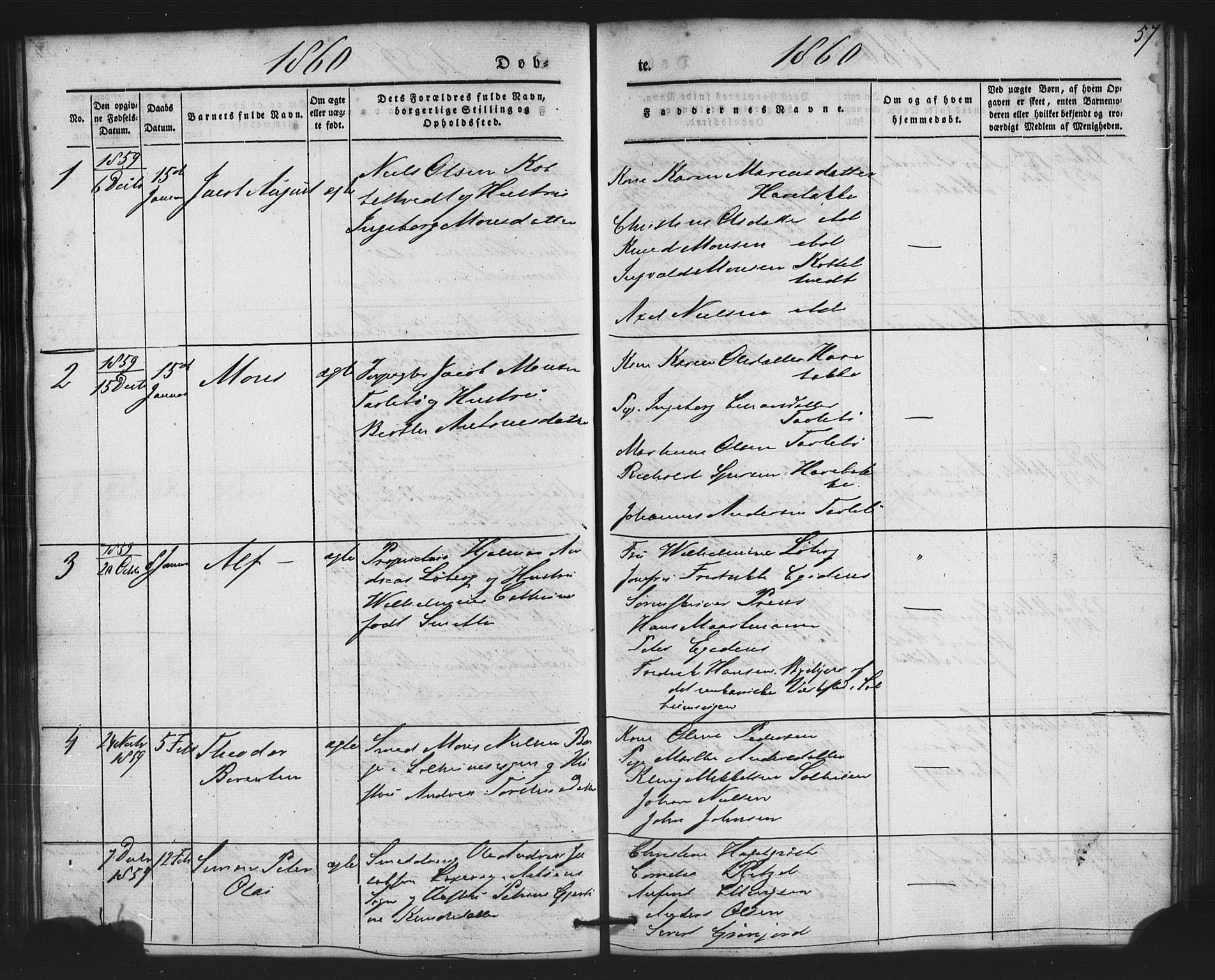 St. Jørgens hospital og Årstad sokneprestembete, AV/SAB-A-99934: Parish register (copy) no. A 2, 1843-1863, p. 57