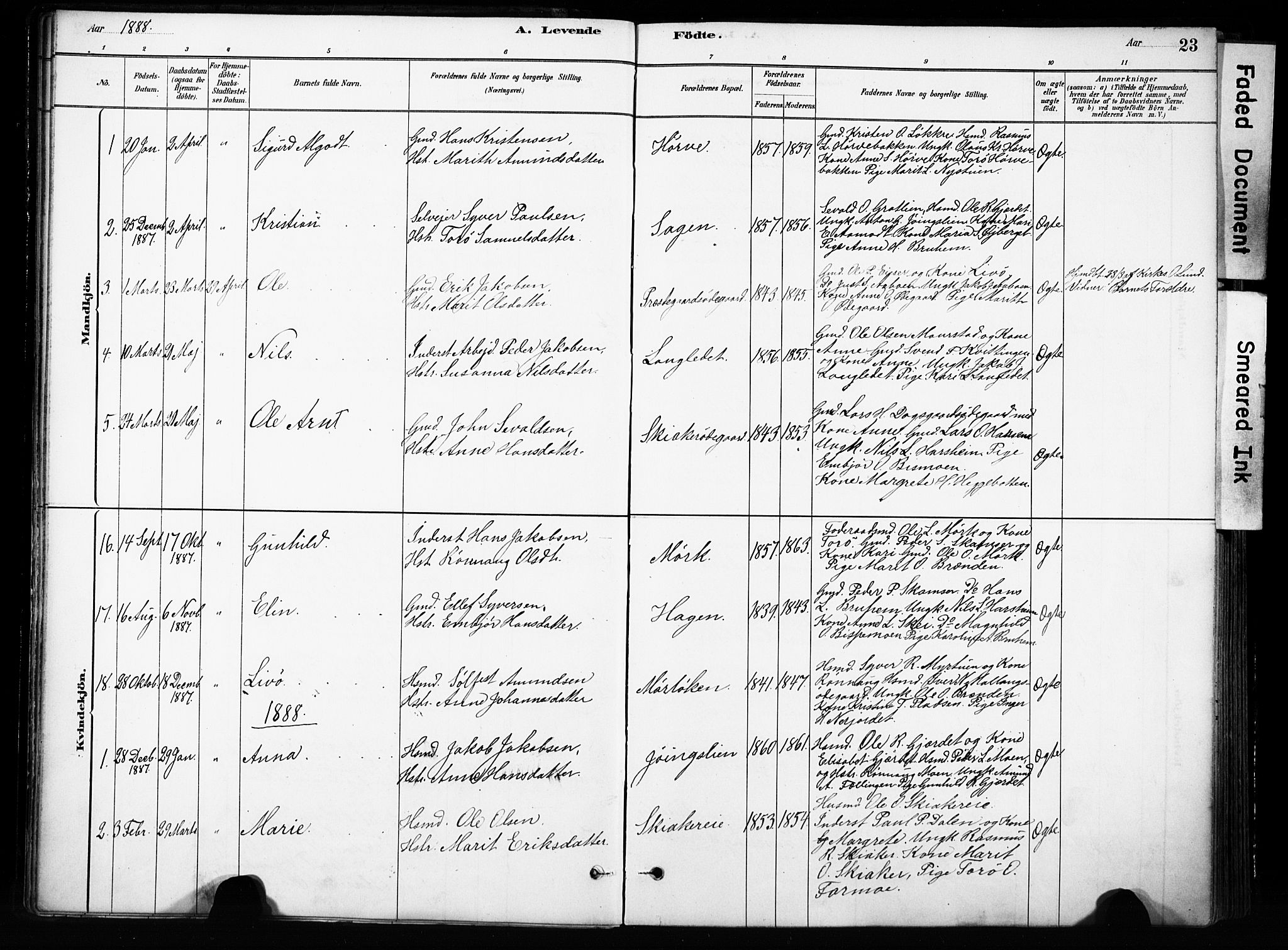 Skjåk prestekontor, SAH/PREST-072/H/Ha/Haa/L0004: Parish register (official) no. 4, 1880-1904, p. 23
