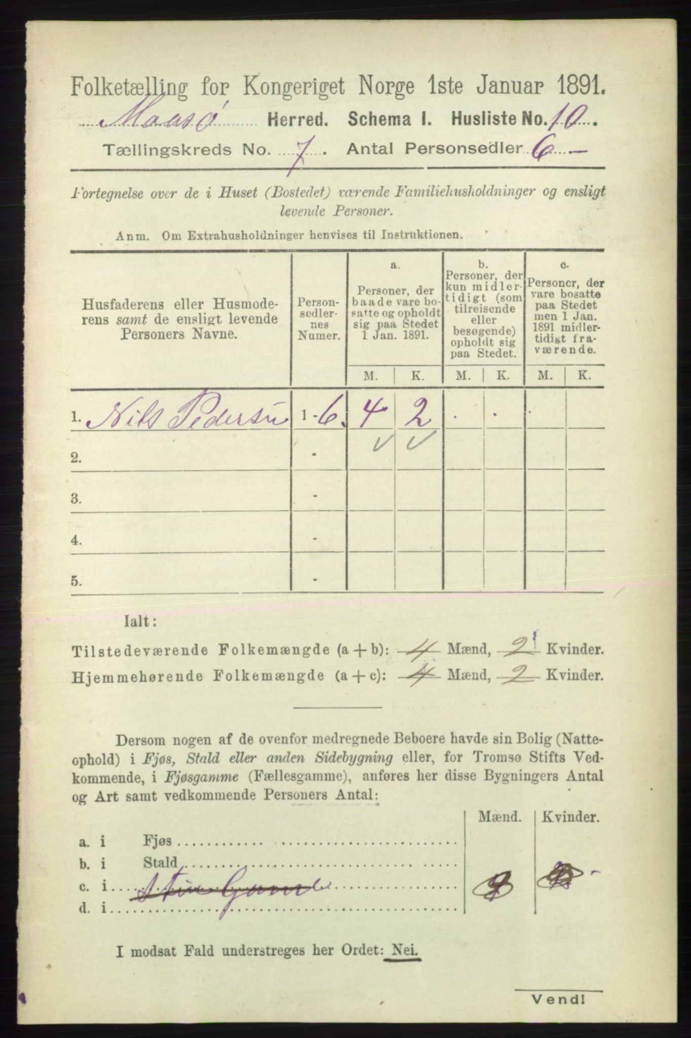 RA, 1891 census for 2018 Måsøy, 1891, p. 1394