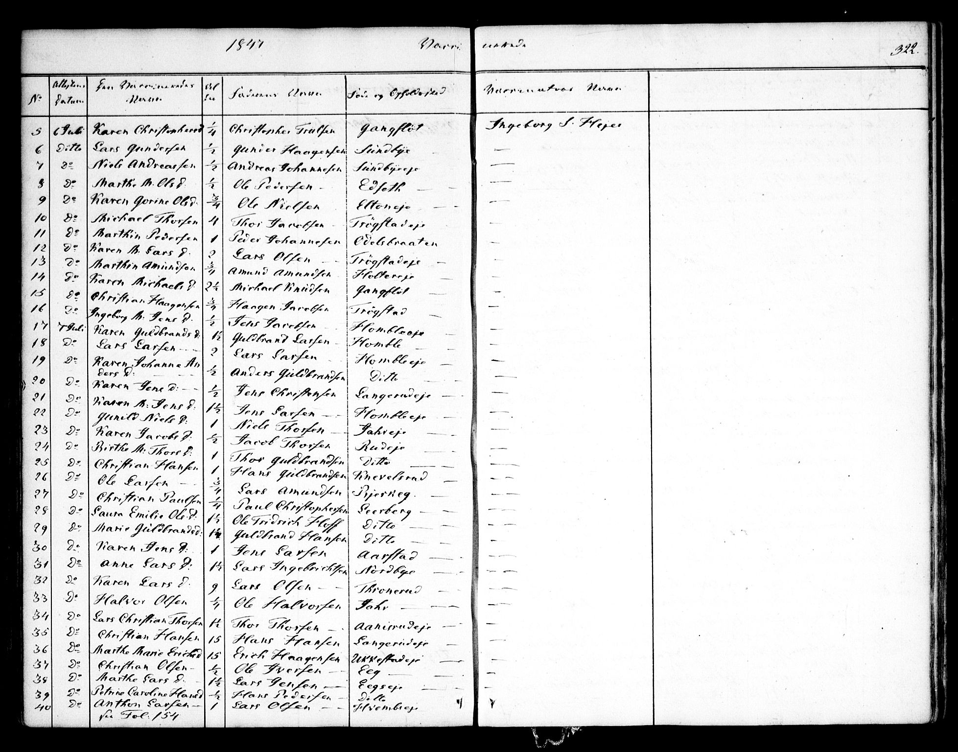 Nannestad prestekontor Kirkebøker, AV/SAO-A-10414a/F/Fa/L0010: Parish register (official) no. I 10, 1840-1850, p. 322