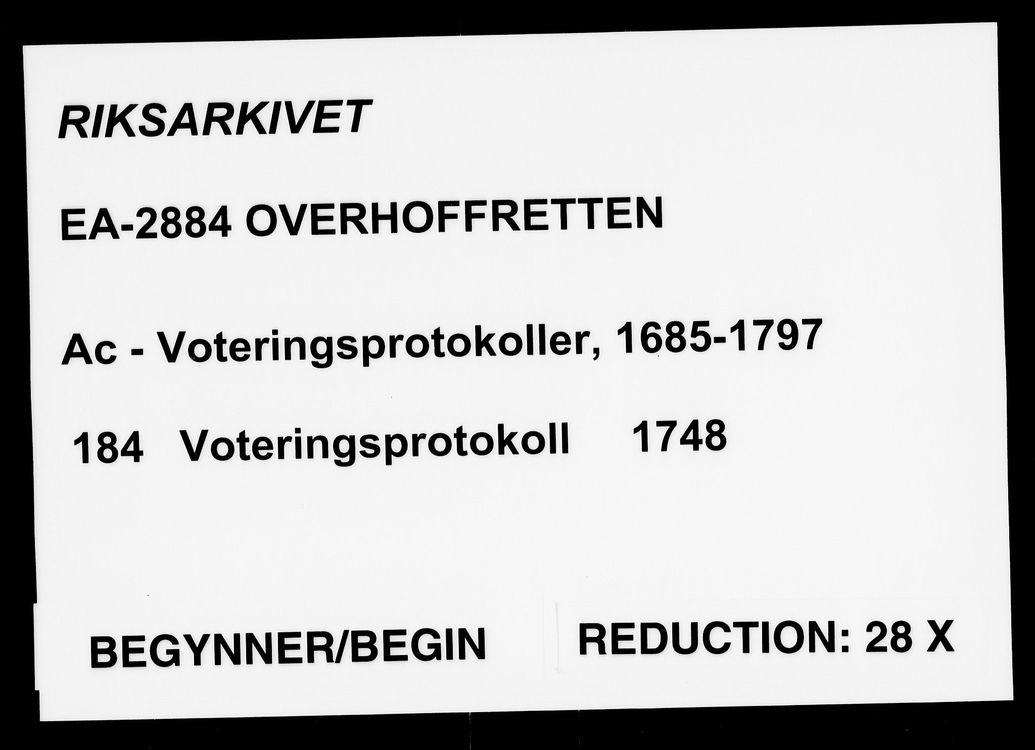 Overhoffretten 1667-1797, RA/EA-2884/Ac/L0184: Voteringsprotokoll, 1748