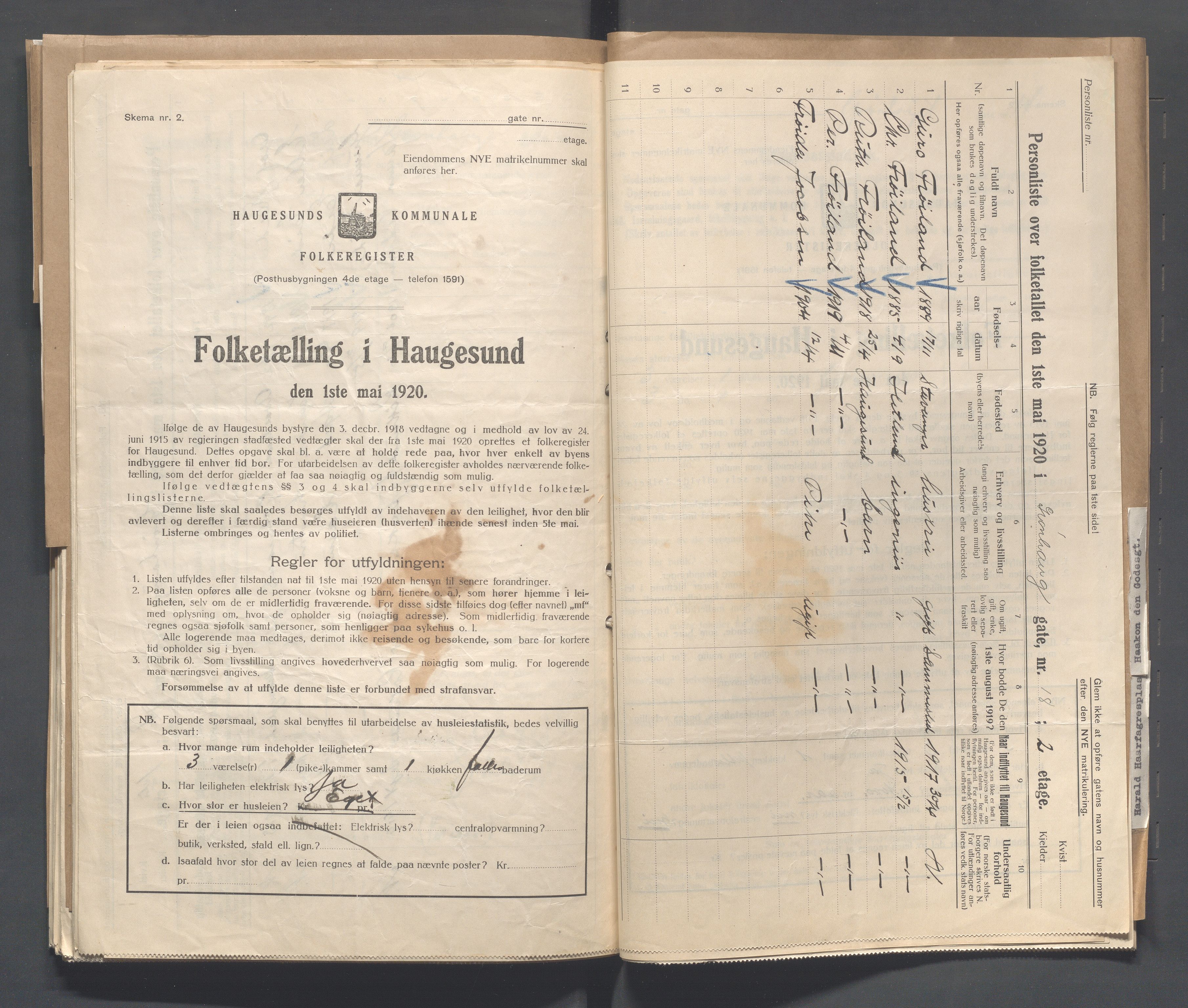 IKAR, Local census 1.5.1920 for Haugesund, 1920, p. 1114