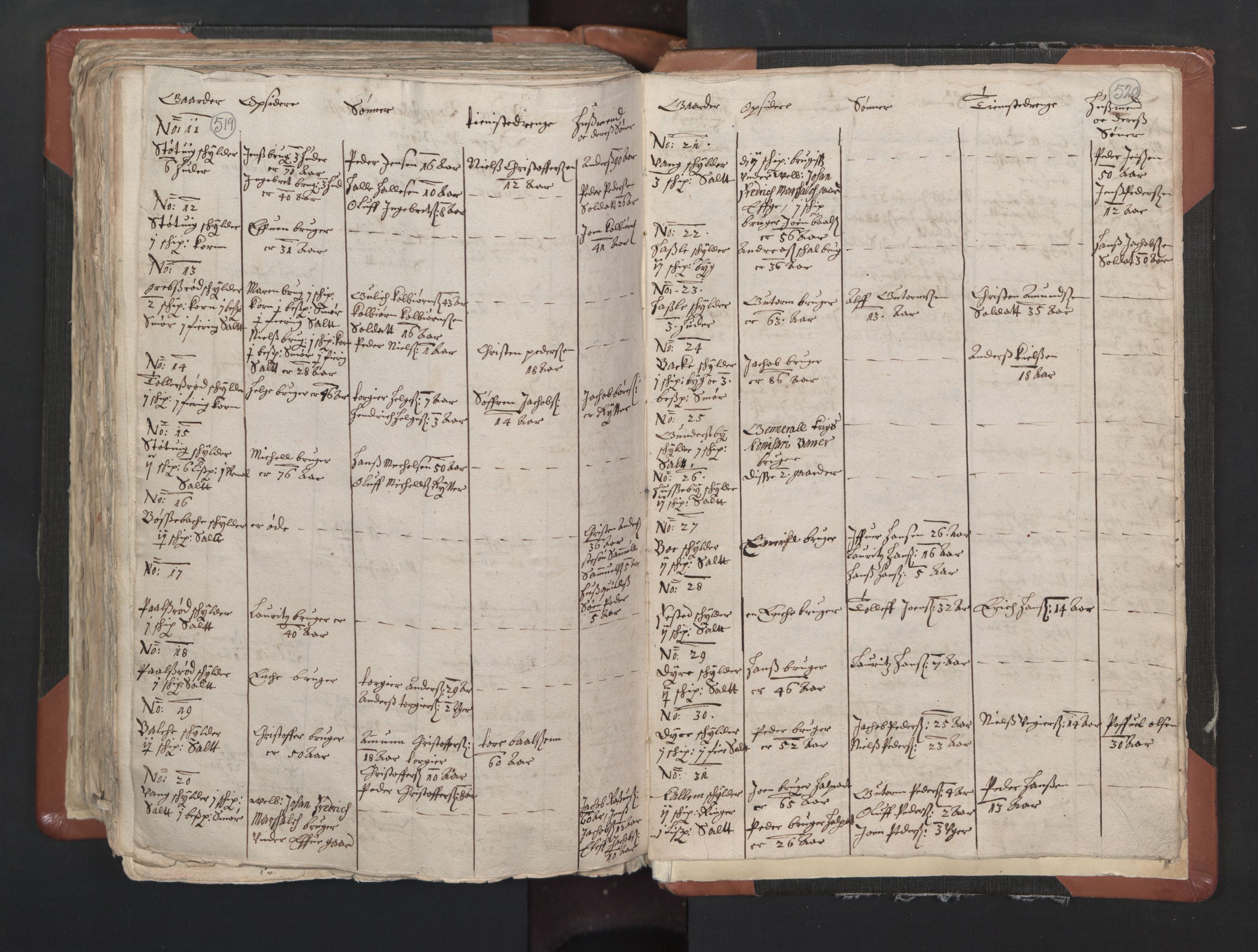 RA, Vicar's Census 1664-1666, no. 1: Nedre Borgesyssel deanery, 1664-1666, p. 519-520