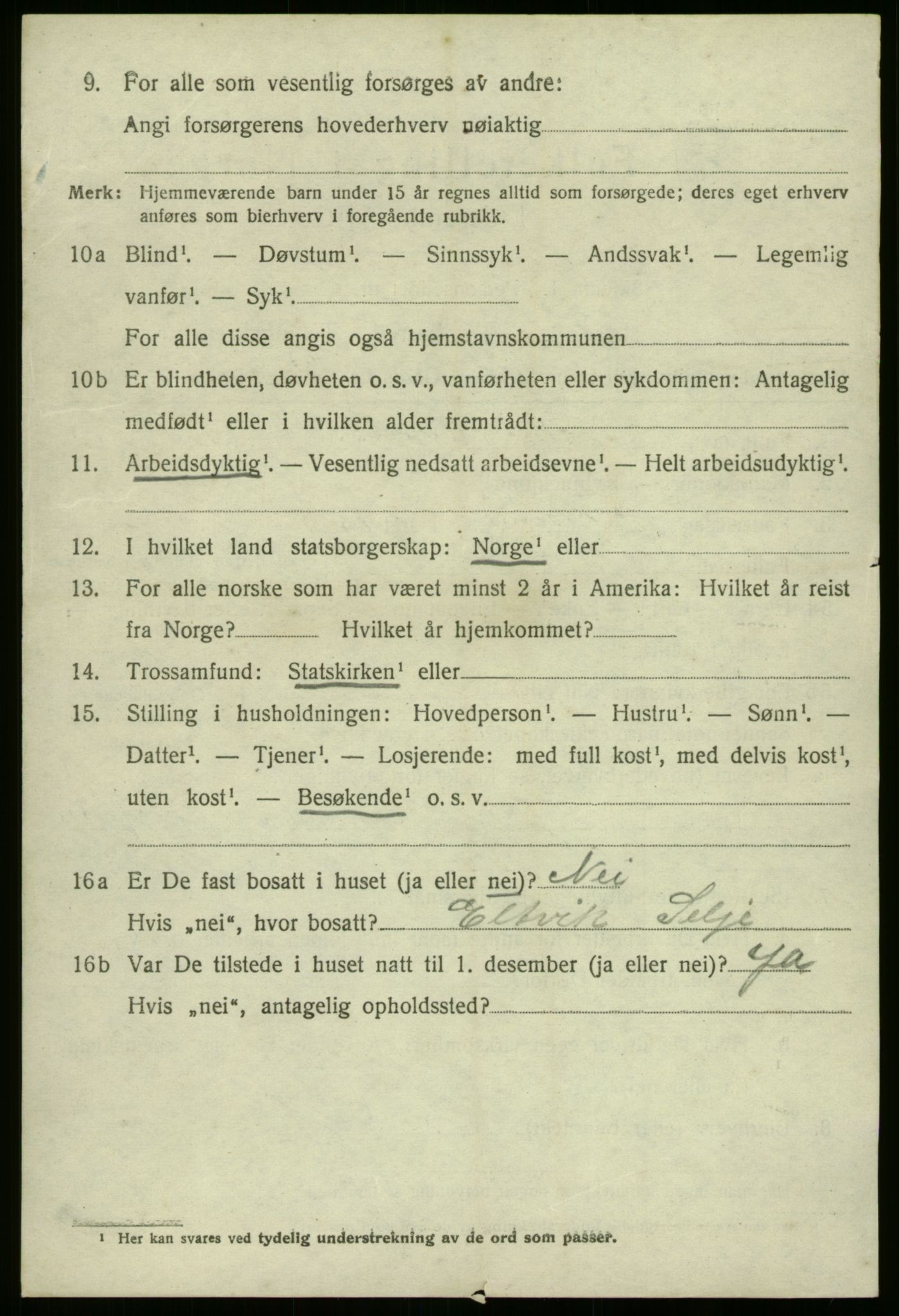 SAB, 1920 census for Selje, 1920, p. 3944