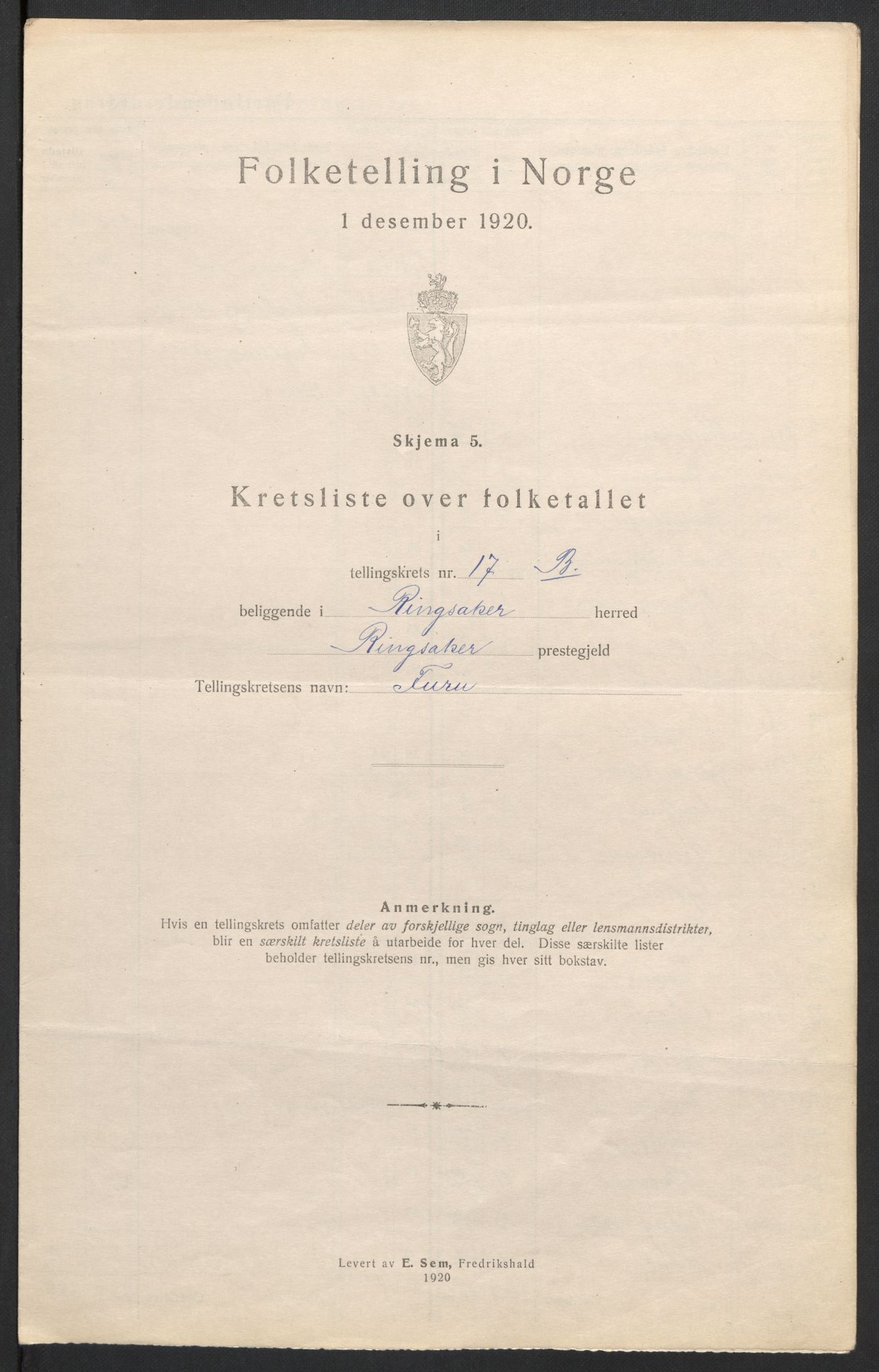 SAH, 1920 census for Ringsaker, 1920, p. 90