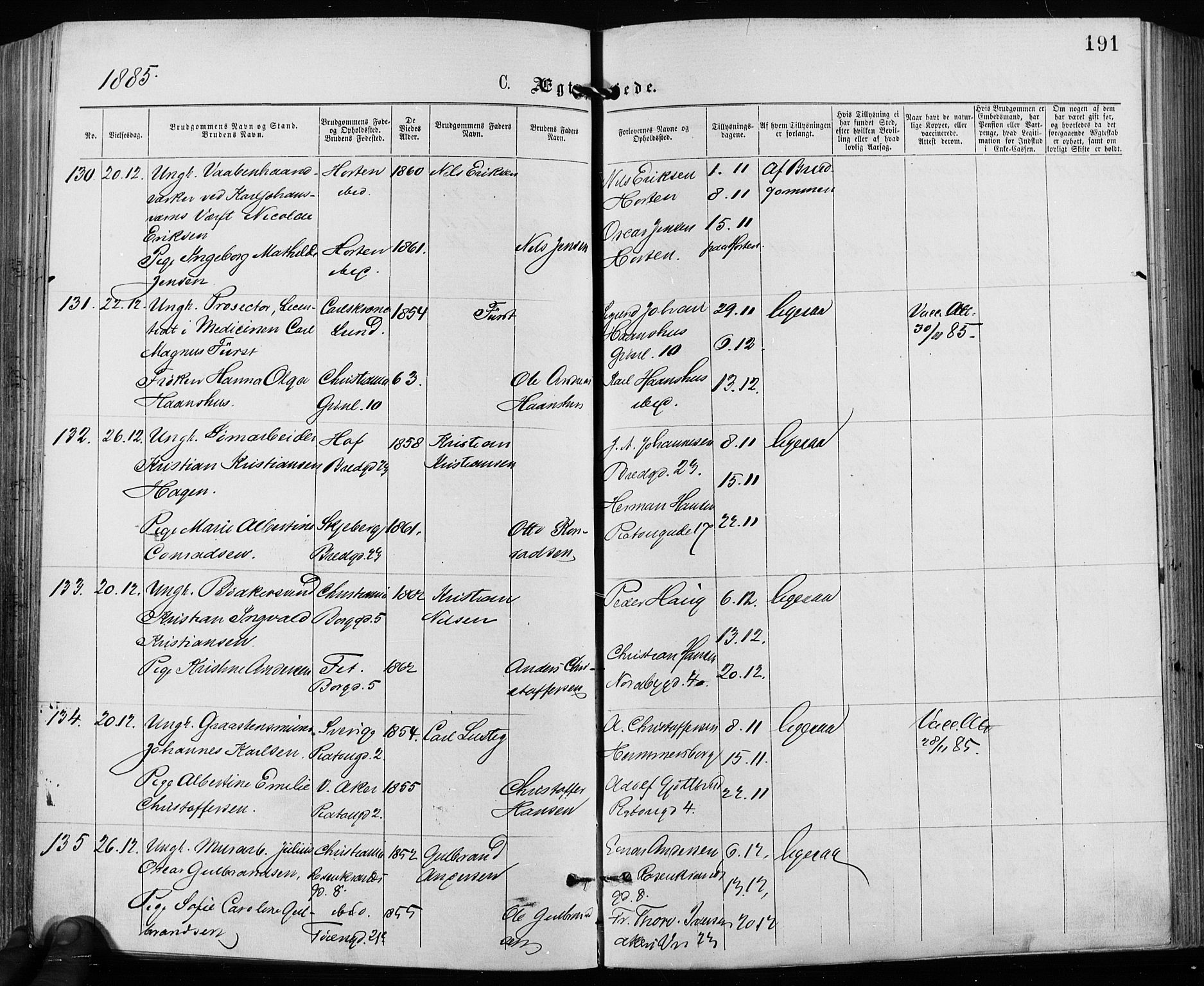 Grønland prestekontor Kirkebøker, AV/SAO-A-10848/F/Fa/L0006: Parish register (official) no. 6, 1877-1886, p. 191