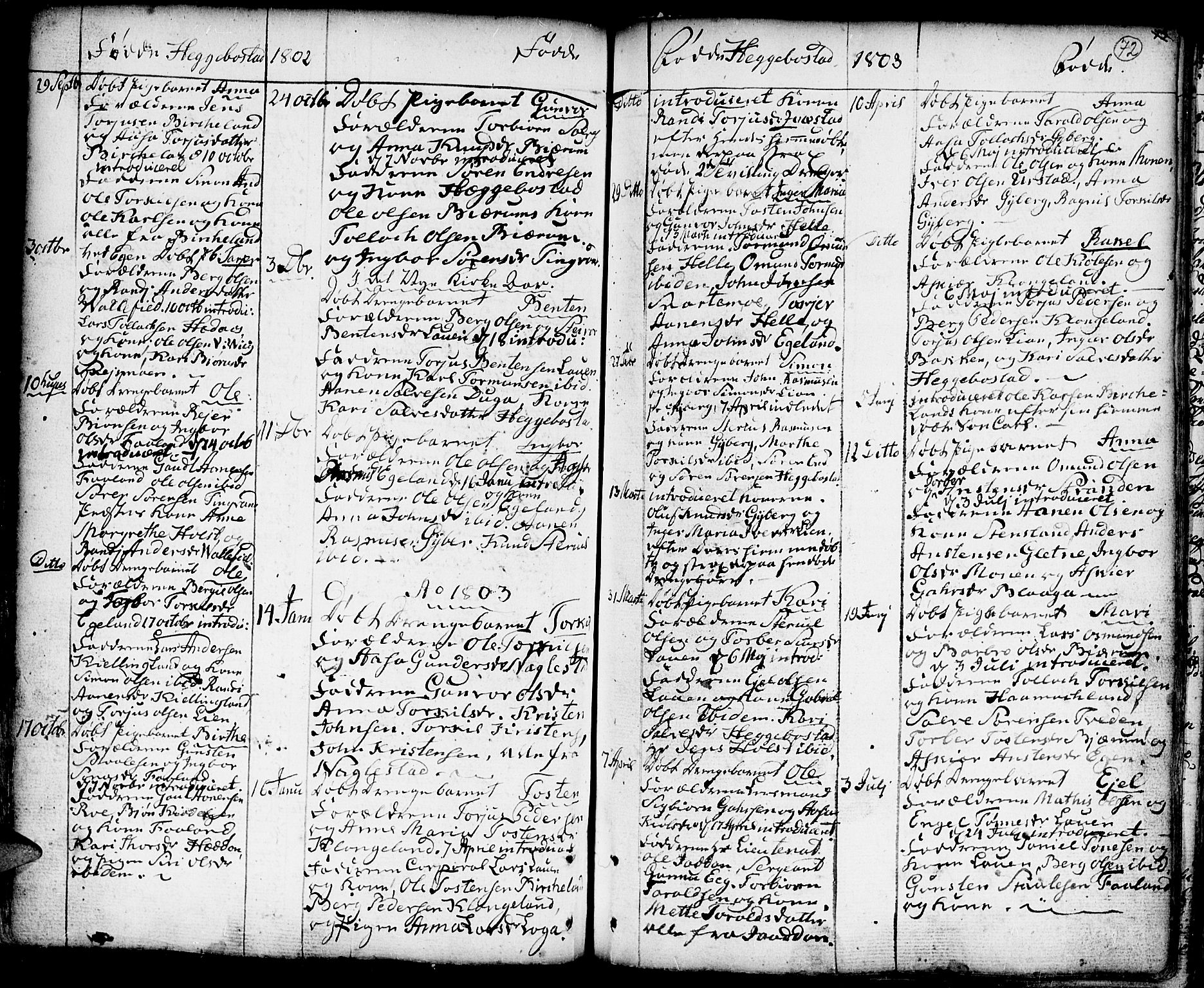 Hægebostad sokneprestkontor, AV/SAK-1111-0024/F/Fa/Faa/L0001: Parish register (official) no. A 1 /1, 1760-1820, p. 72