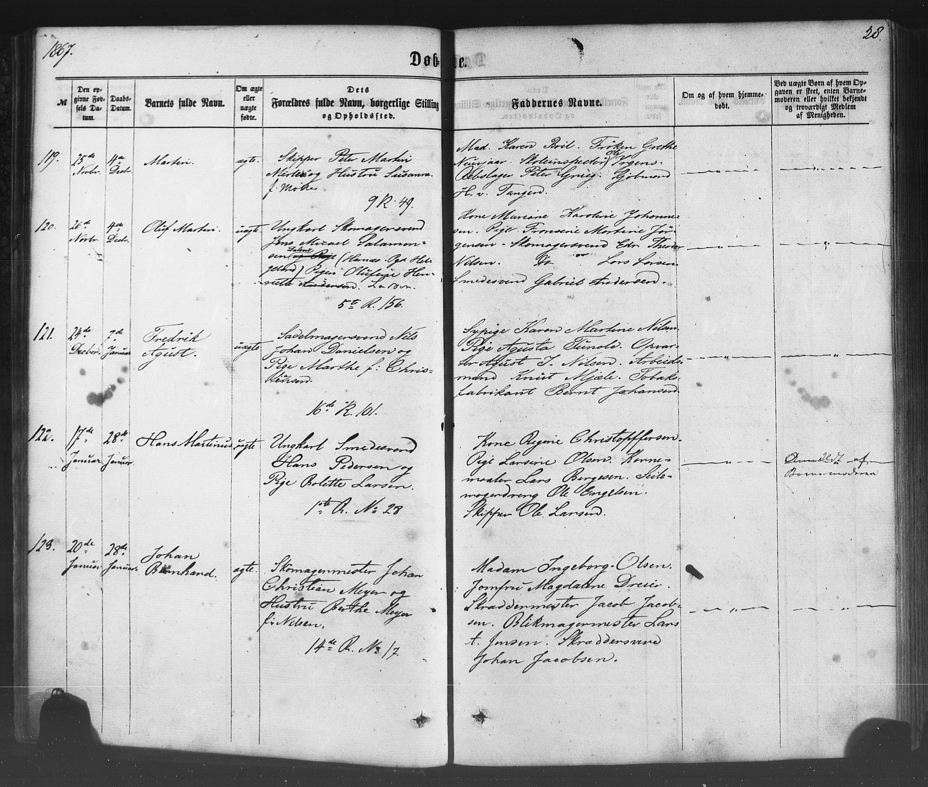 Fødselsstiftelsens sokneprestembete*, SAB/-: Parish register (official) no. A 1, 1863-1883, p. 28