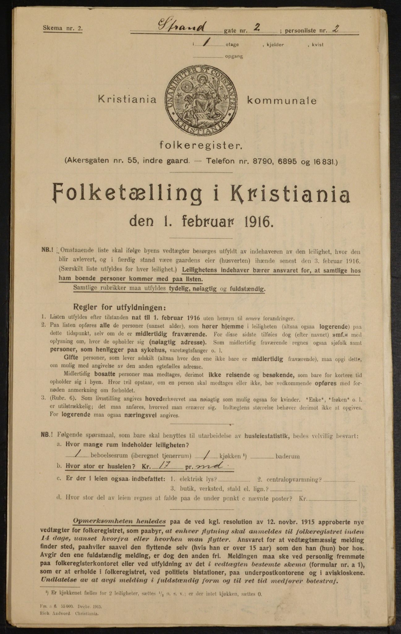 OBA, Municipal Census 1916 for Kristiania, 1916, p. 106457