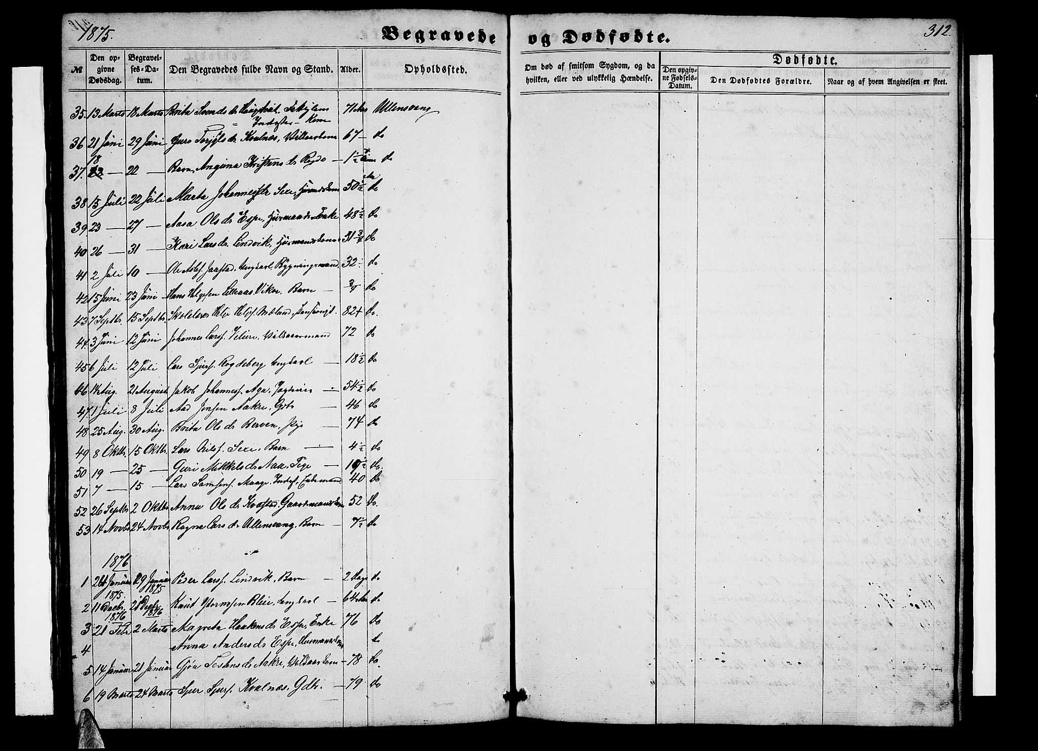 Ullensvang sokneprestembete, SAB/A-78701/H/Hab: Parish register (copy) no. B 10, 1858-1886, p. 312