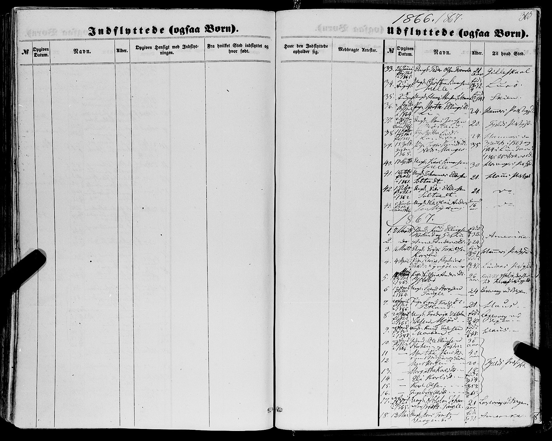 Manger sokneprestembete, SAB/A-76801/H/Haa: Parish register (official) no. A 7, 1860-1870, p. 305