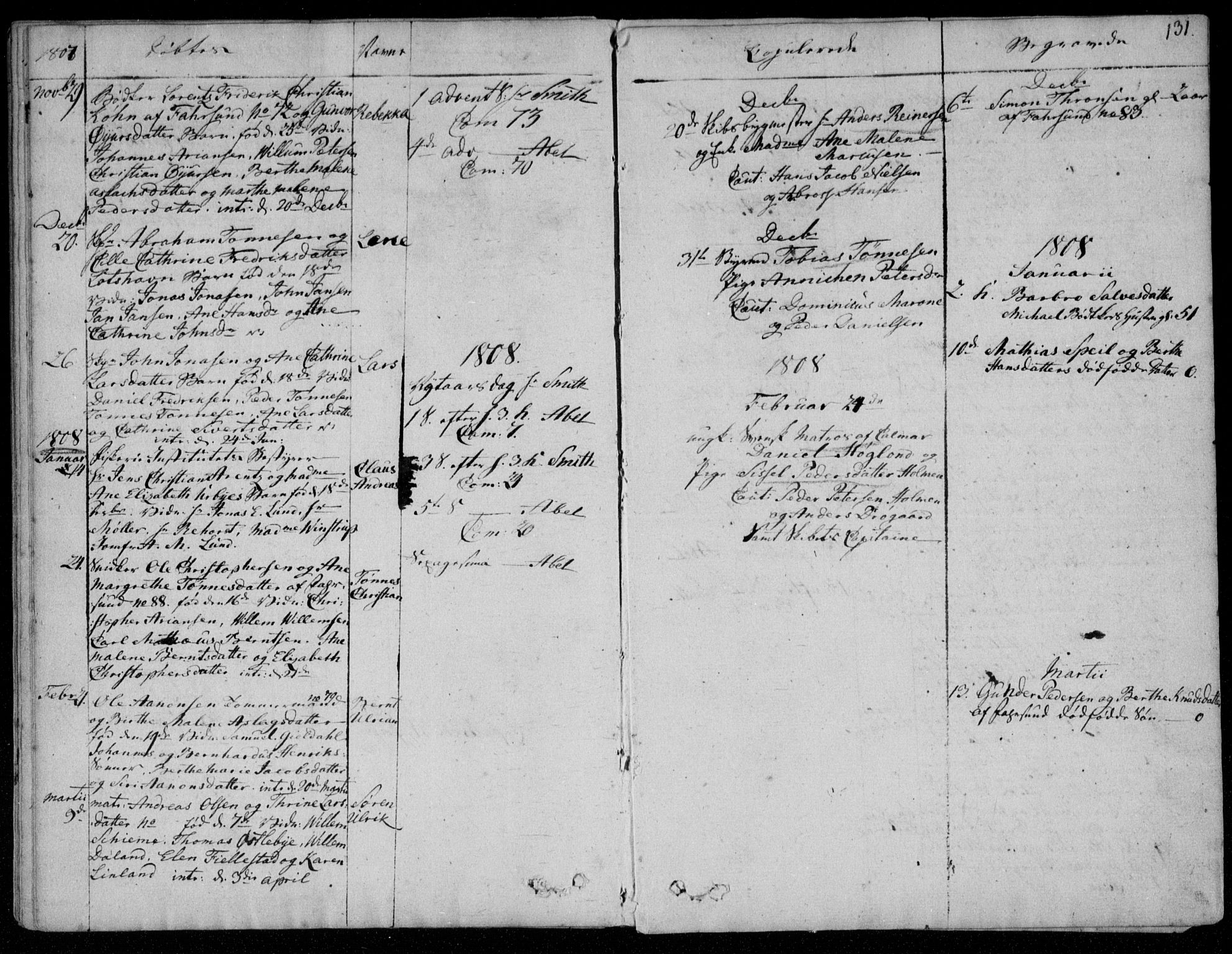 Farsund sokneprestkontor, SAK/1111-0009/F/Fa/L0001: Parish register (official) no. A 1, 1784-1815, p. 131