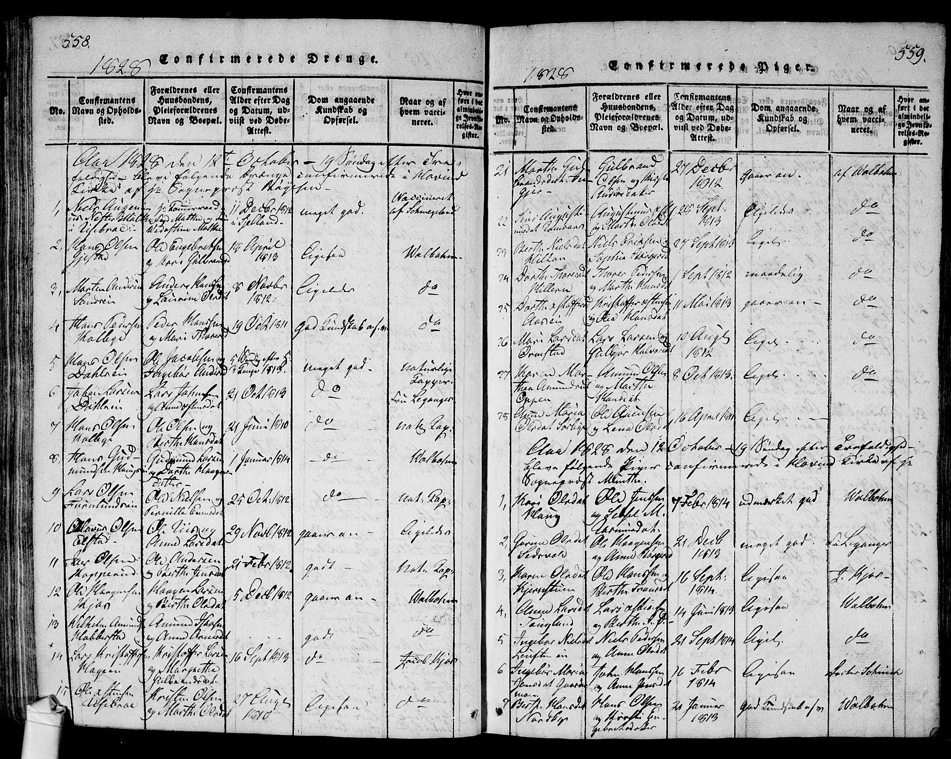 Ullensaker prestekontor Kirkebøker, AV/SAO-A-10236a/G/Ga/L0001: Parish register (copy) no. I 1, 1815-1835, p. 558-559