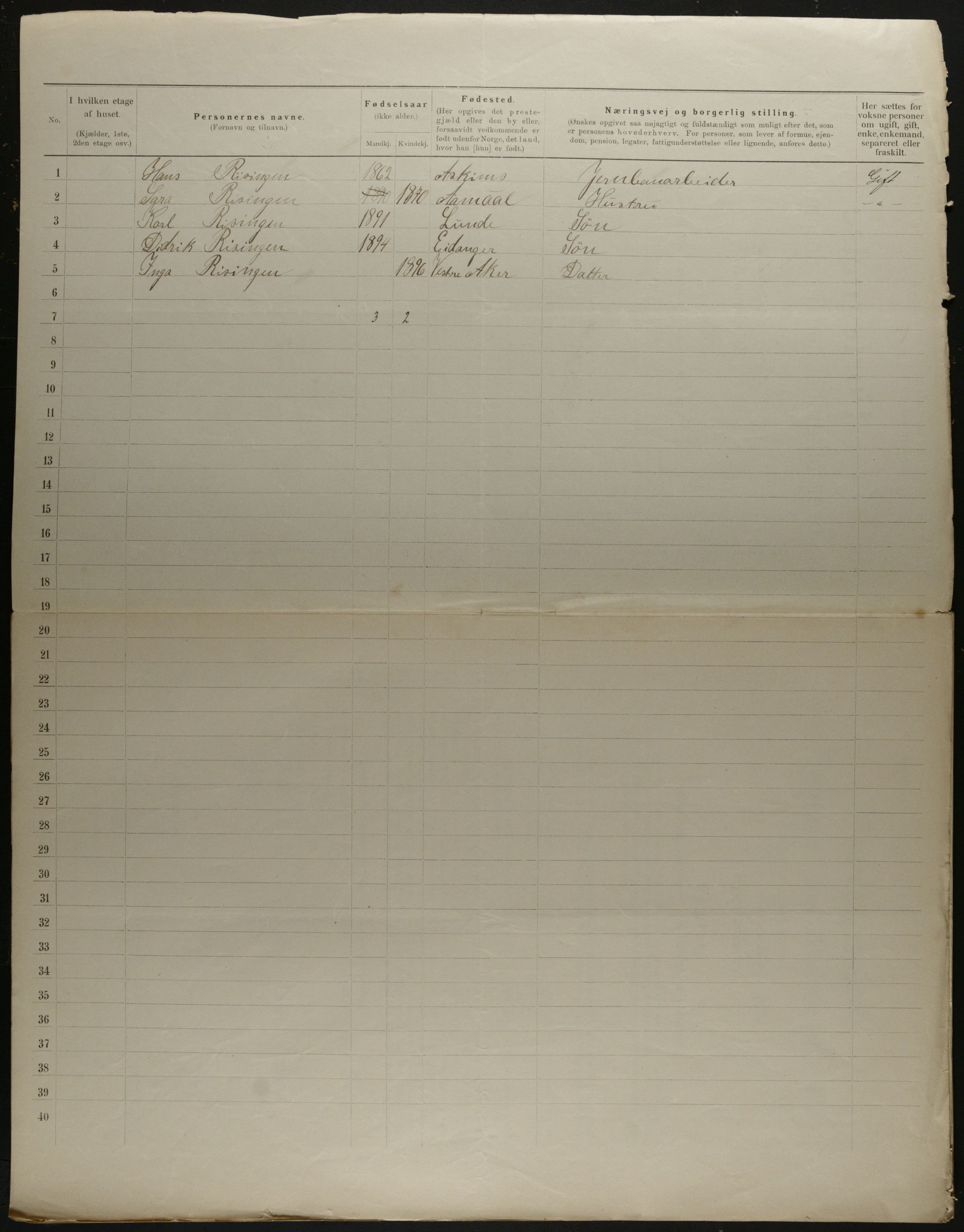 OBA, Municipal Census 1901 for Kristiania, 1901, p. 13121