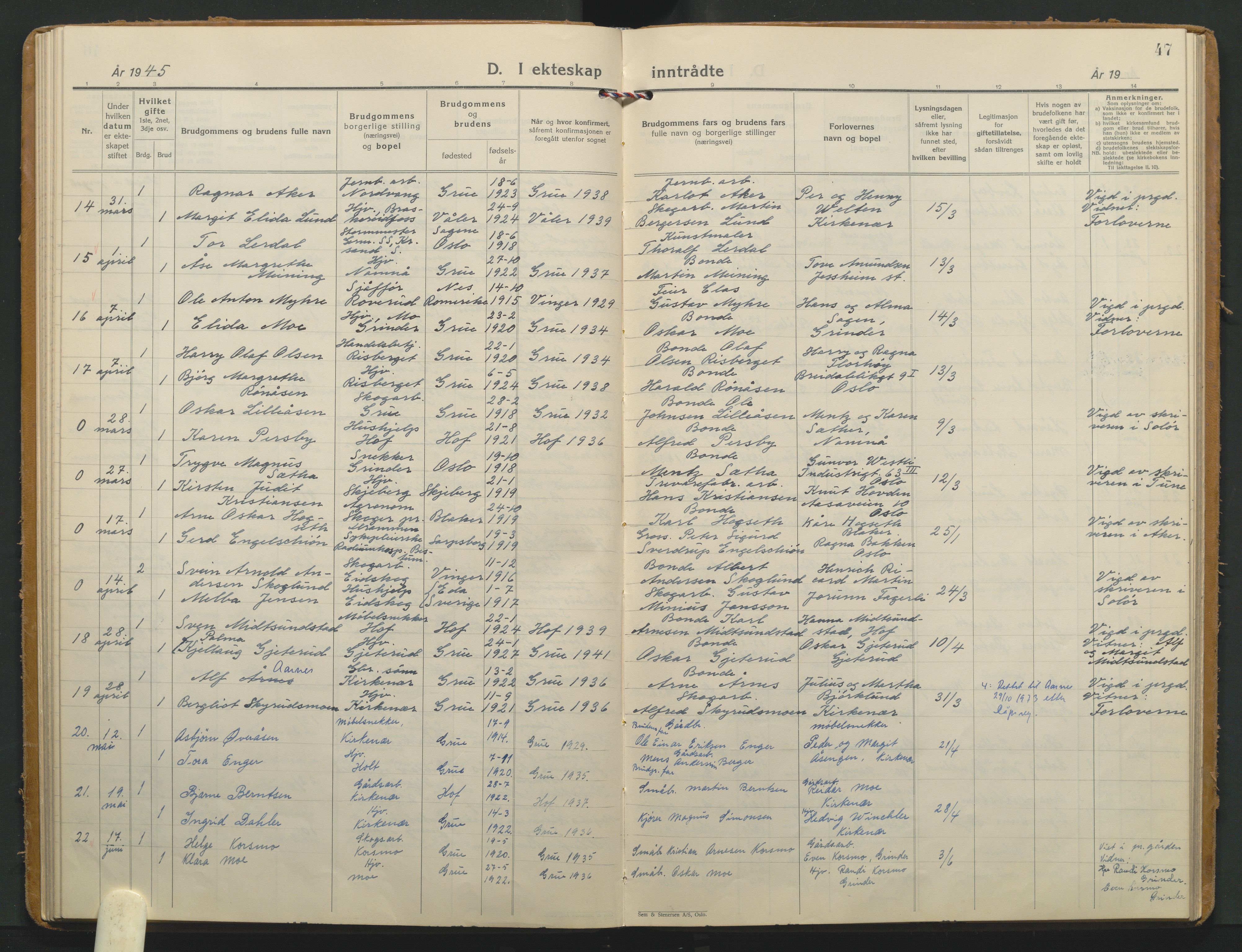 Grue prestekontor, AV/SAH-PREST-036/H/Ha/Haa/L0020: Parish register (official) no. 20, 1935-1946, p. 47