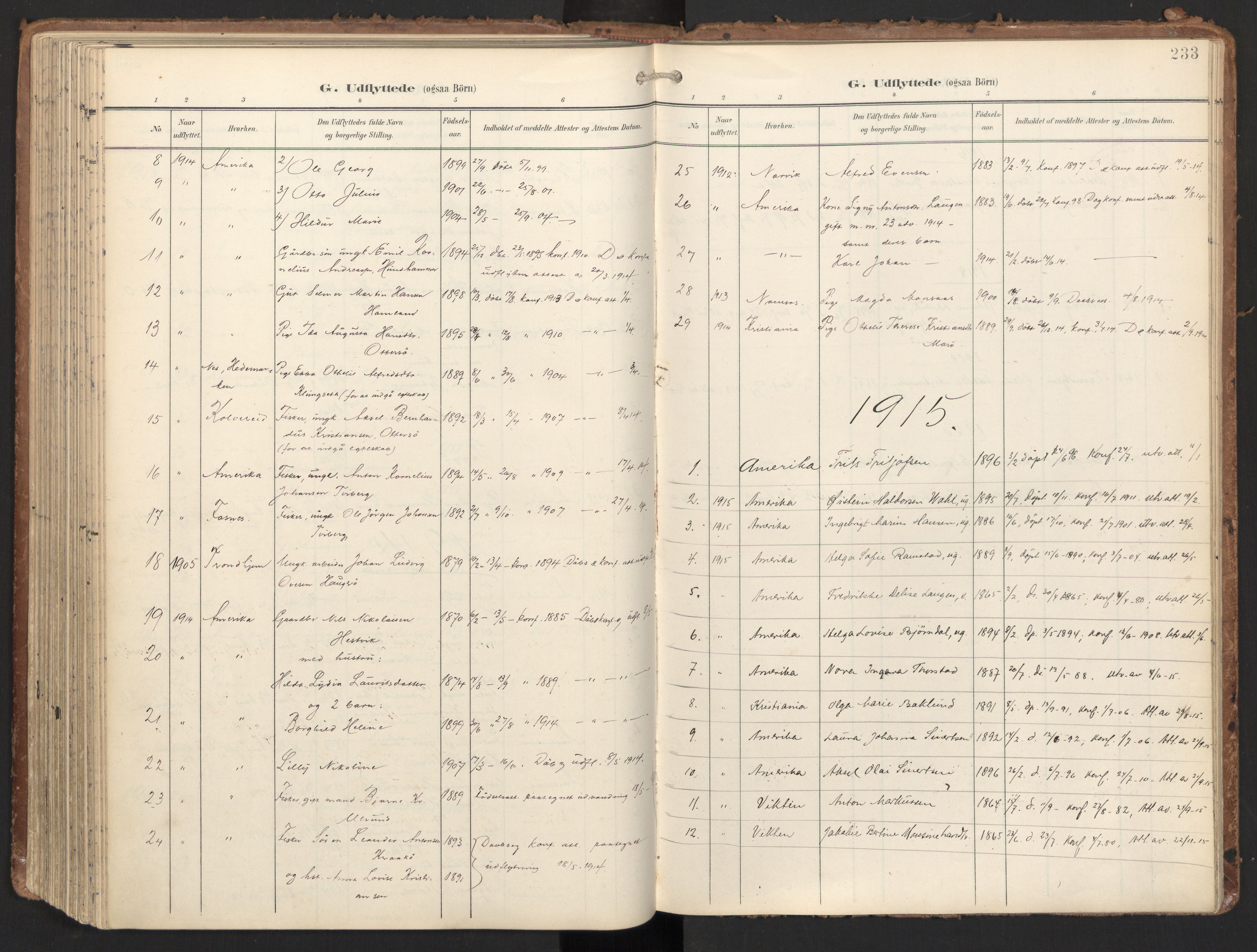 Ministerialprotokoller, klokkerbøker og fødselsregistre - Nord-Trøndelag, SAT/A-1458/784/L0677: Parish register (official) no. 784A12, 1900-1920, p. 233