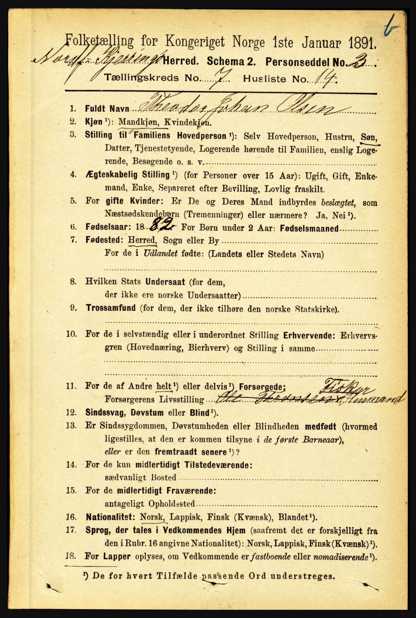 RA, 1891 census for 1846 Nordfold-Kjerringøy, 1891, p. 1868