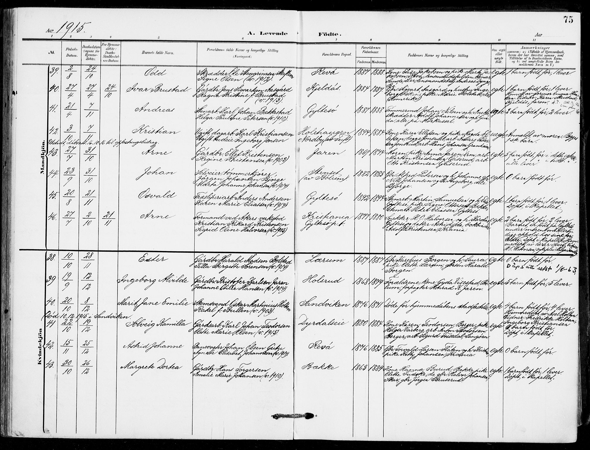 Sande Kirkebøker, SAKO/A-53/F/Fa/L0008: Parish register (official) no. 8, 1904-1921, p. 75
