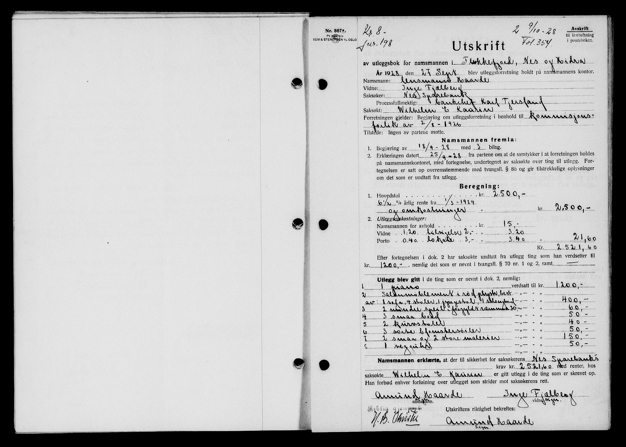 Flekkefjord sorenskriveri, SAK/1221-0001/G/Gb/Gba/L0044: Mortgage book no. 42, 1928-1929, Deed date: 09.10.1928