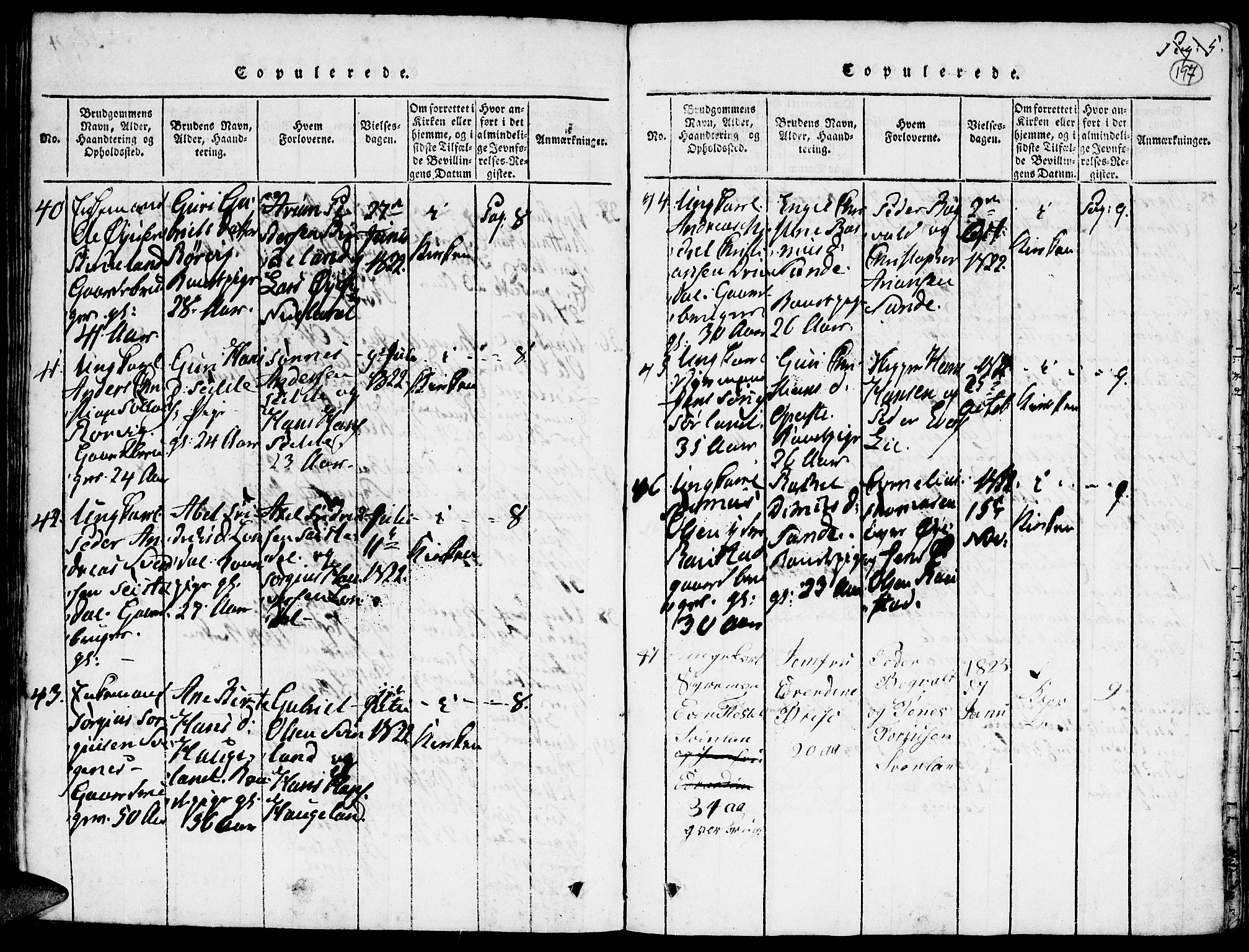 Kvinesdal sokneprestkontor, SAK/1111-0026/F/Fa/Faa/L0001: Parish register (official) no. A 1, 1815-1849, p. 197