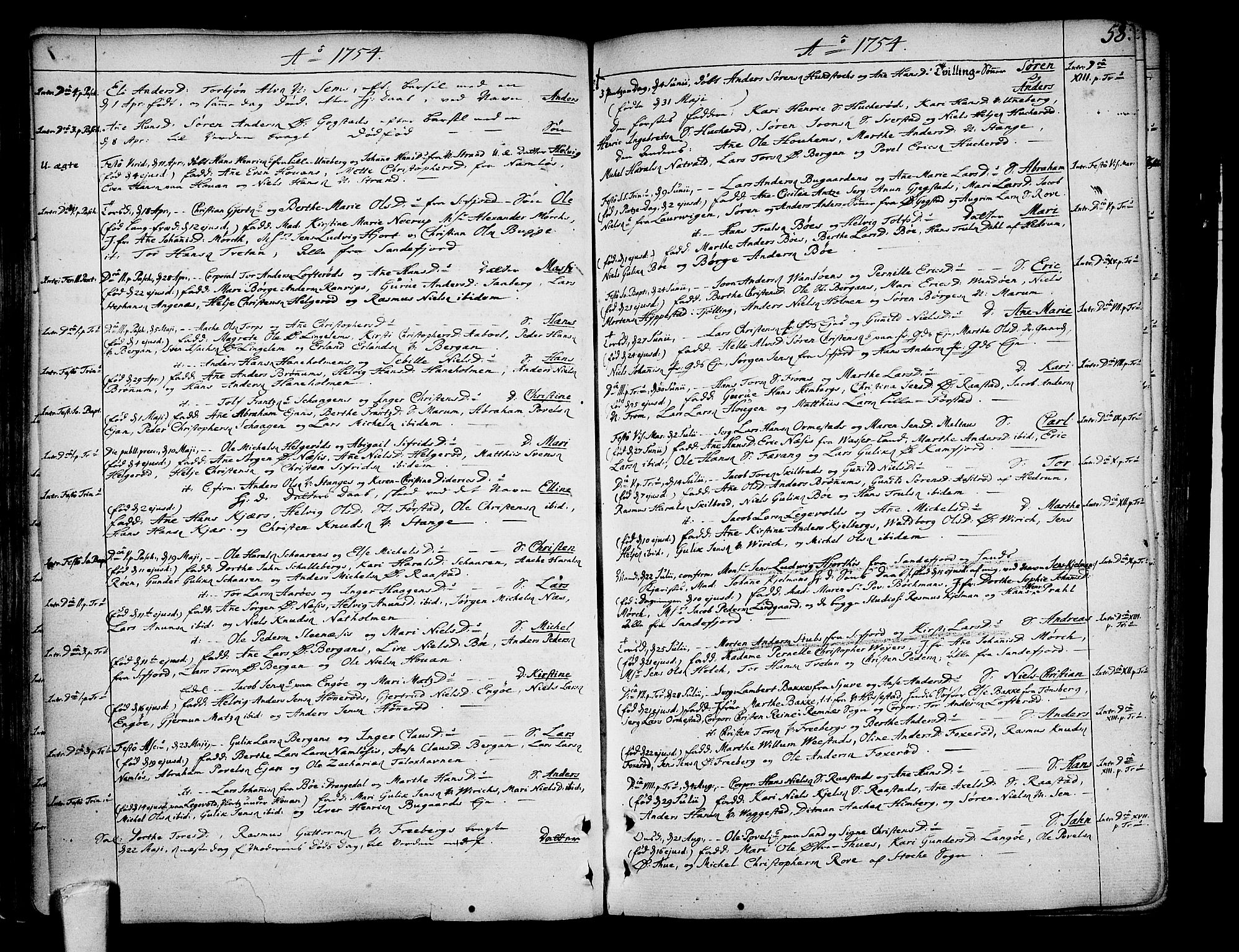 Sandar kirkebøker, SAKO/A-243/F/Fa/L0002: Parish register (official) no. 2, 1733-1788, p. 58