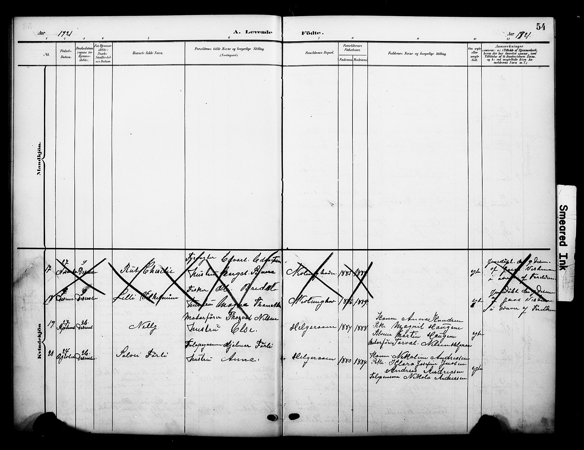 Brunlanes kirkebøker, AV/SAKO-A-342/G/Gb/L0003: Parish register (copy) no. II 3, 1903-1928, p. 54