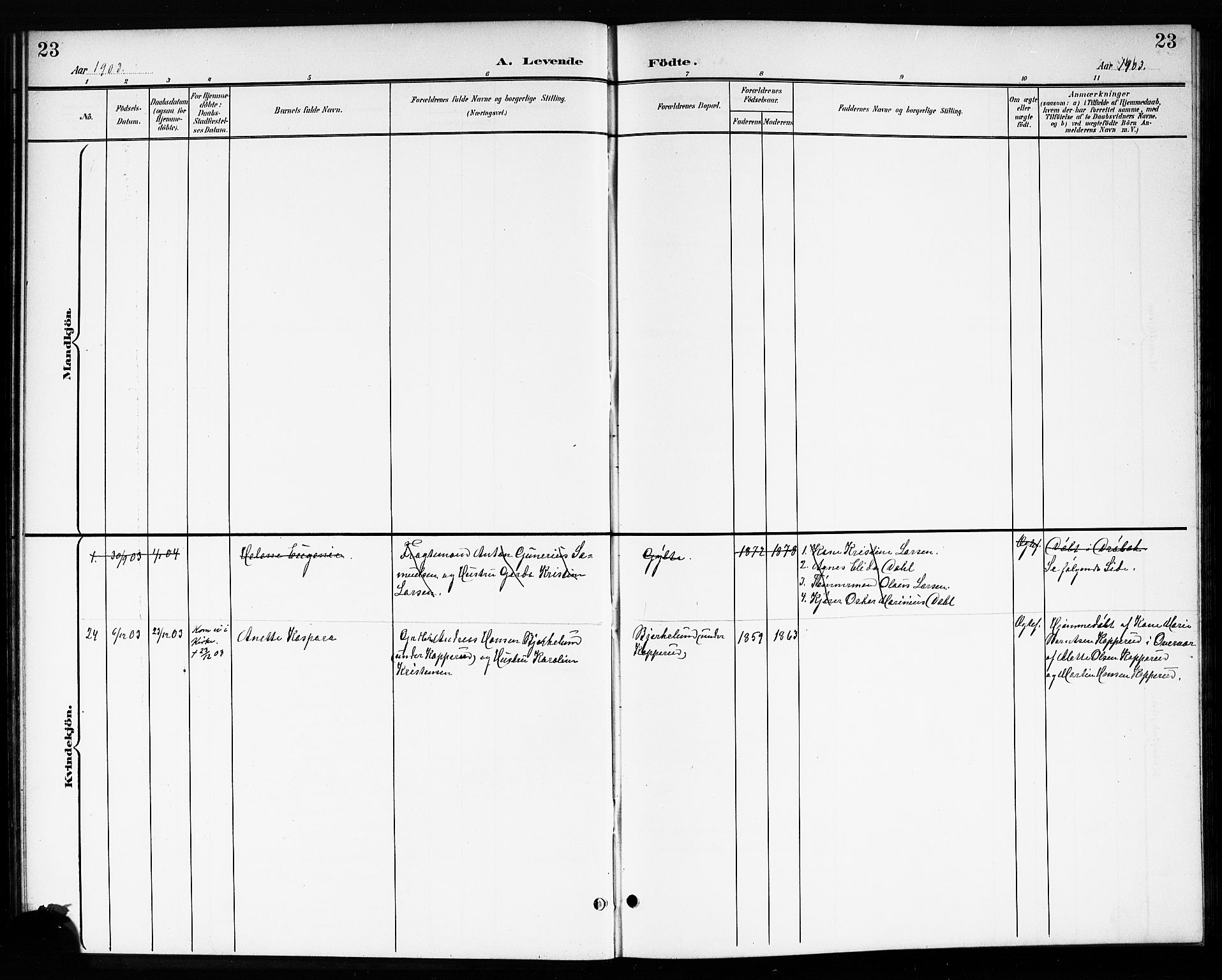 Drøbak prestekontor Kirkebøker, SAO/A-10142a/G/Gb/L0001: Parish register (copy) no. II 1, 1901-1919, p. 23