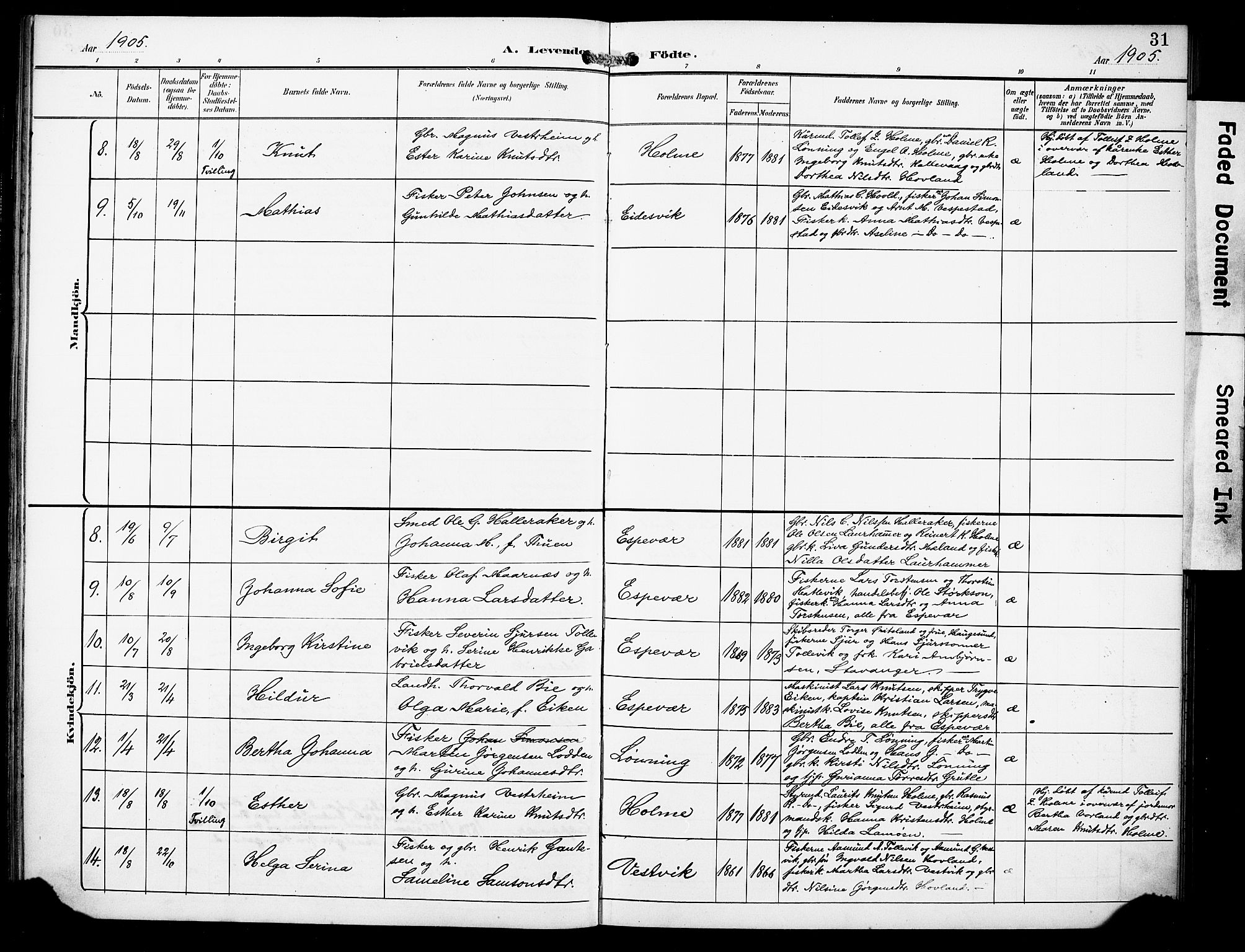 Finnås sokneprestembete, SAB/A-99925/H/Ha/Haa/Haad/L0002: Parish register (official) no. D 2, 1895-1906, p. 31