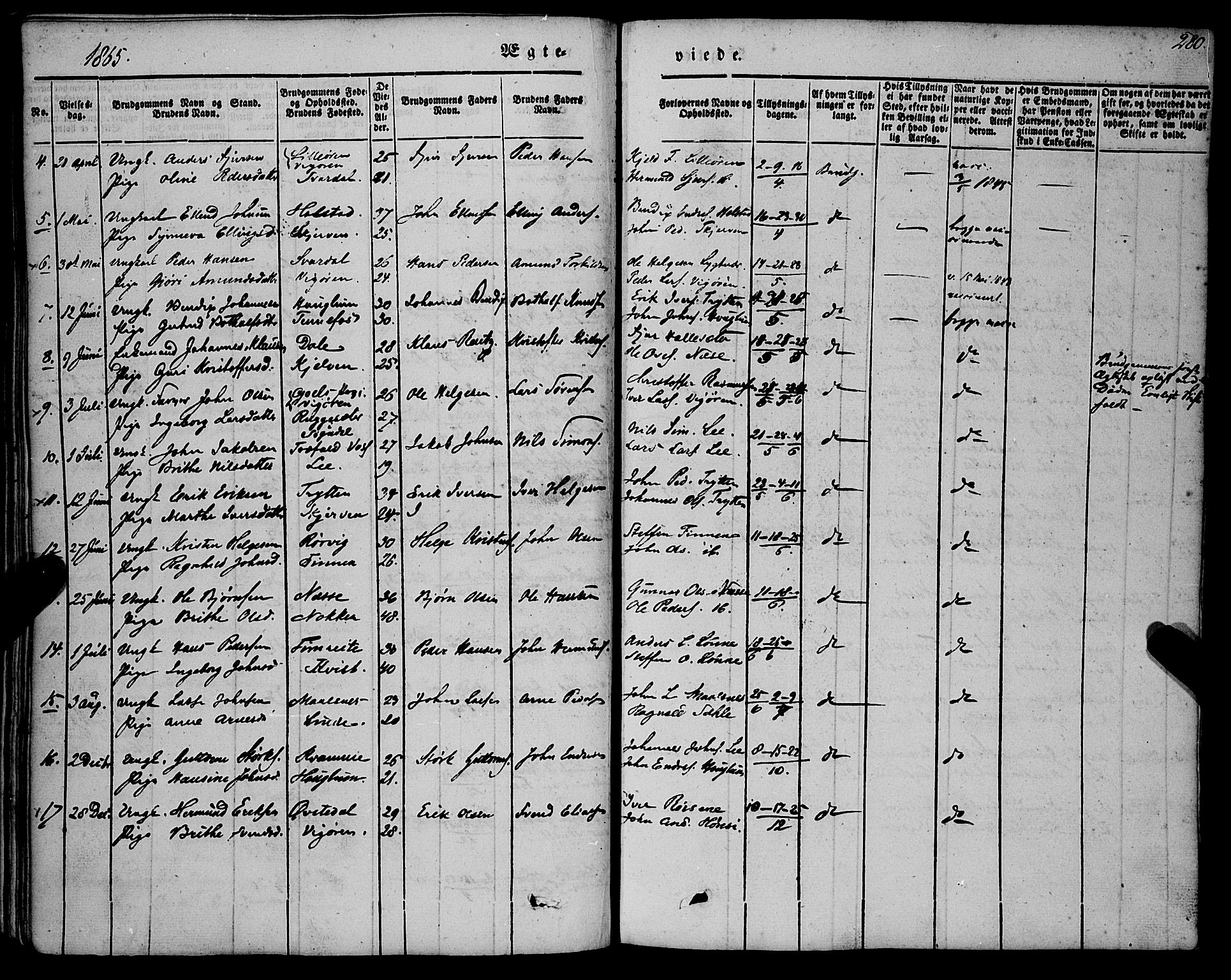 Vik sokneprestembete, AV/SAB-A-81501/H/Haa/Haaa/L0008: Parish register (official) no. A 8, 1846-1865, p. 280