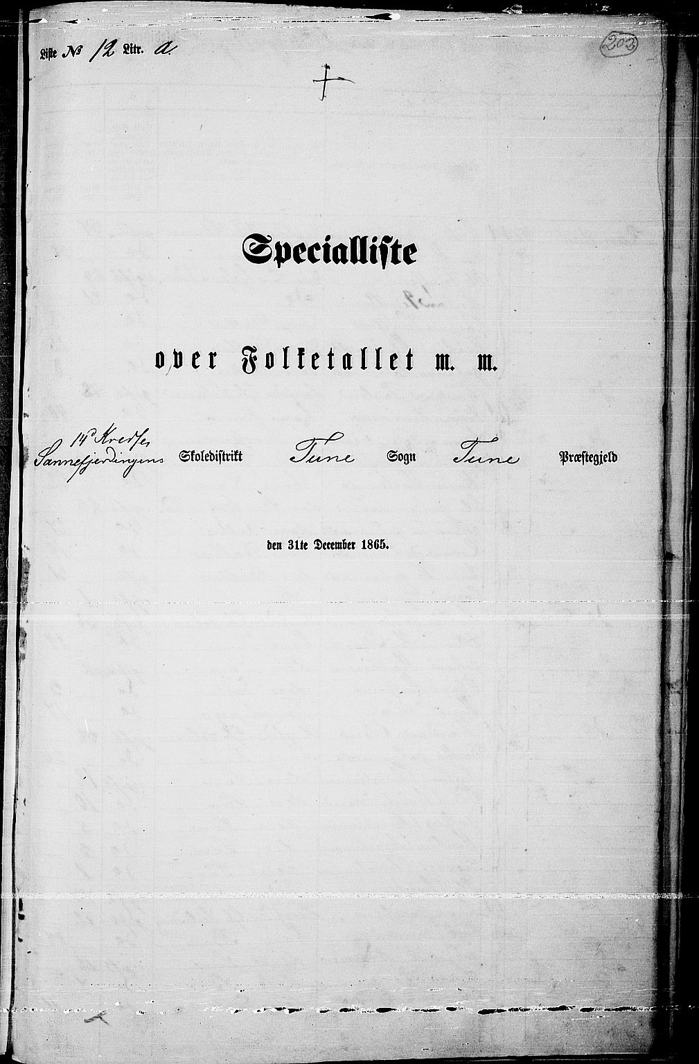 RA, 1865 census for Tune, 1865, p. 270