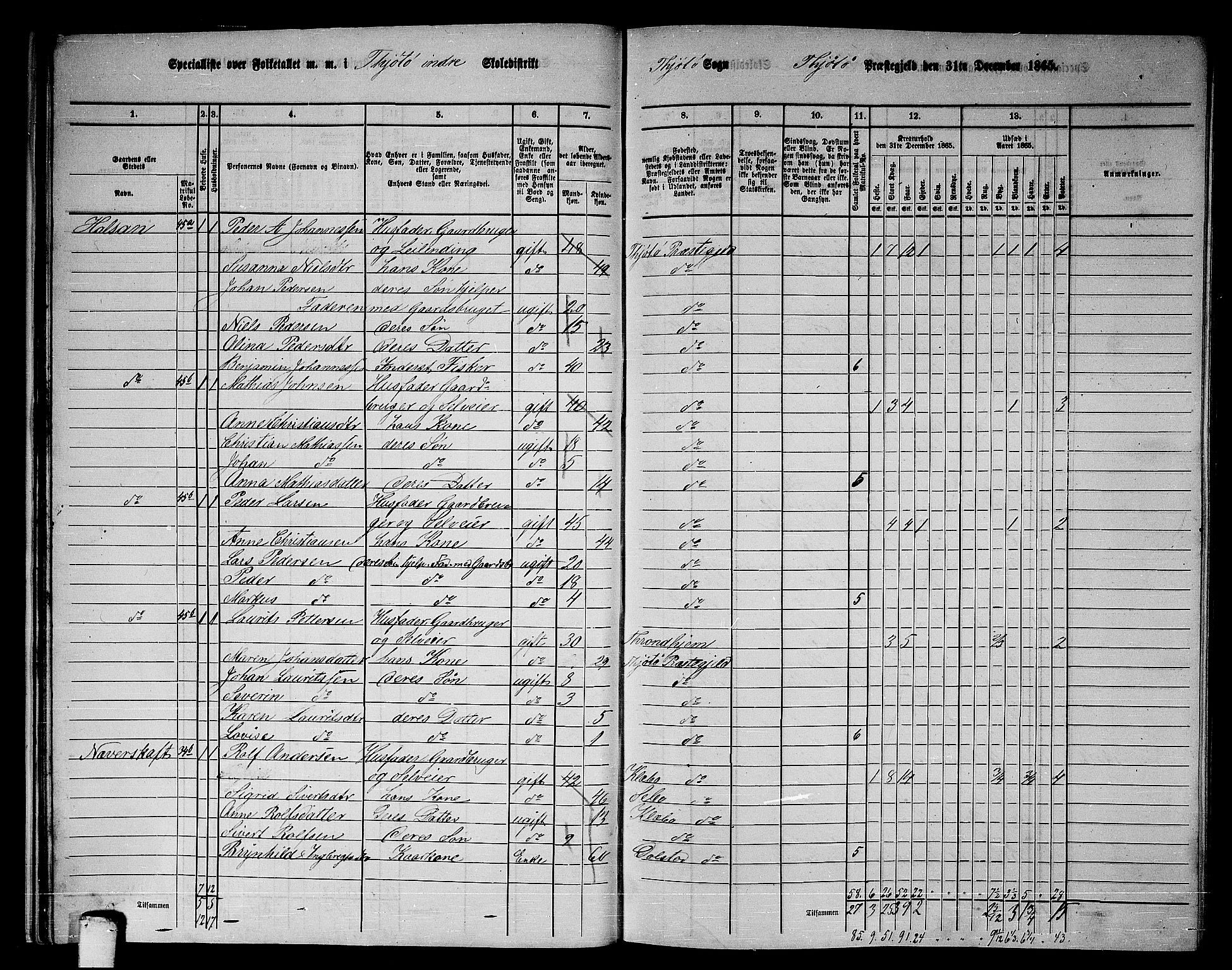 RA, 1865 census for Tjøtta, 1865, p. 26