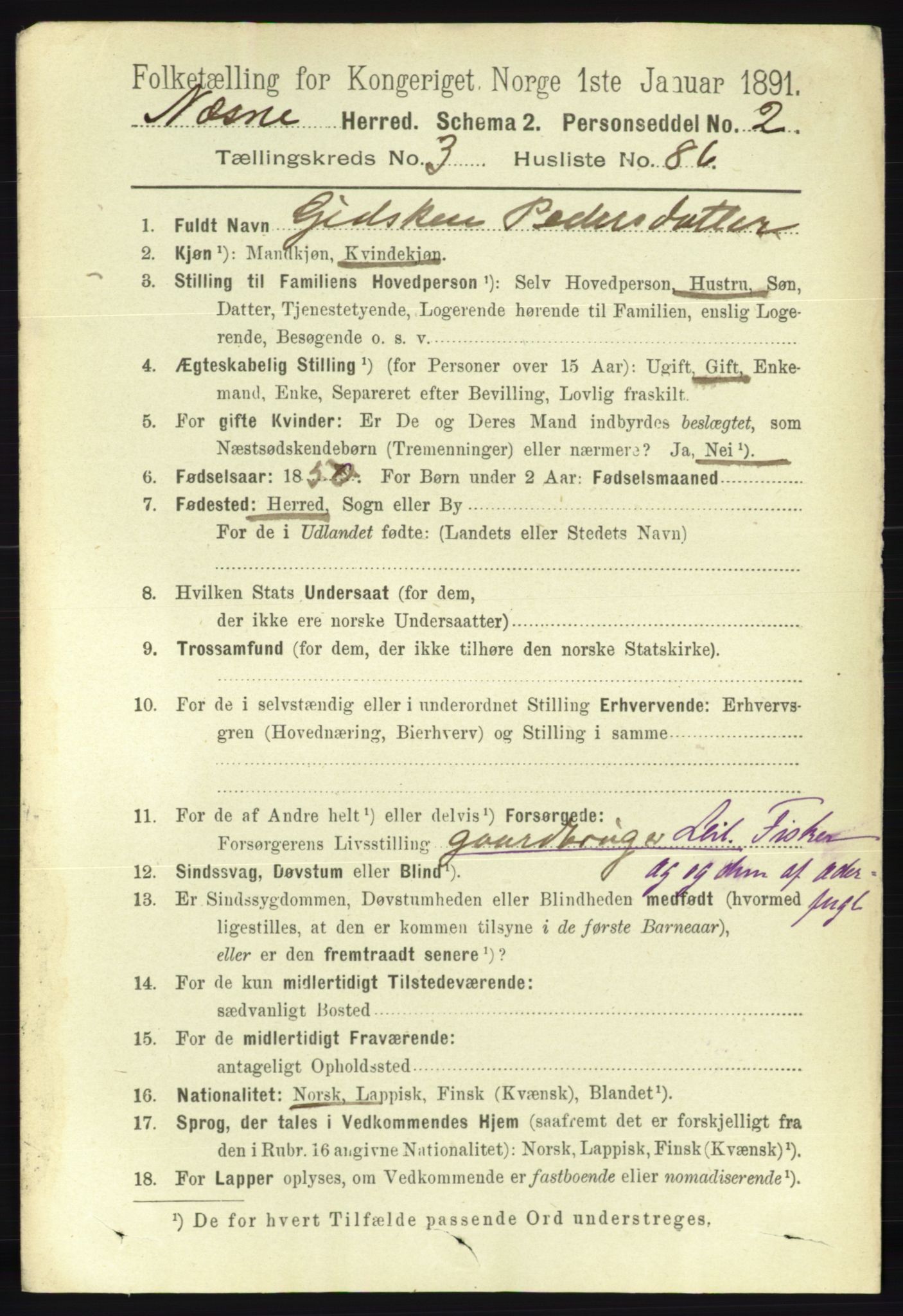 RA, 1891 census for 1828 Nesna, 1891, p. 2074