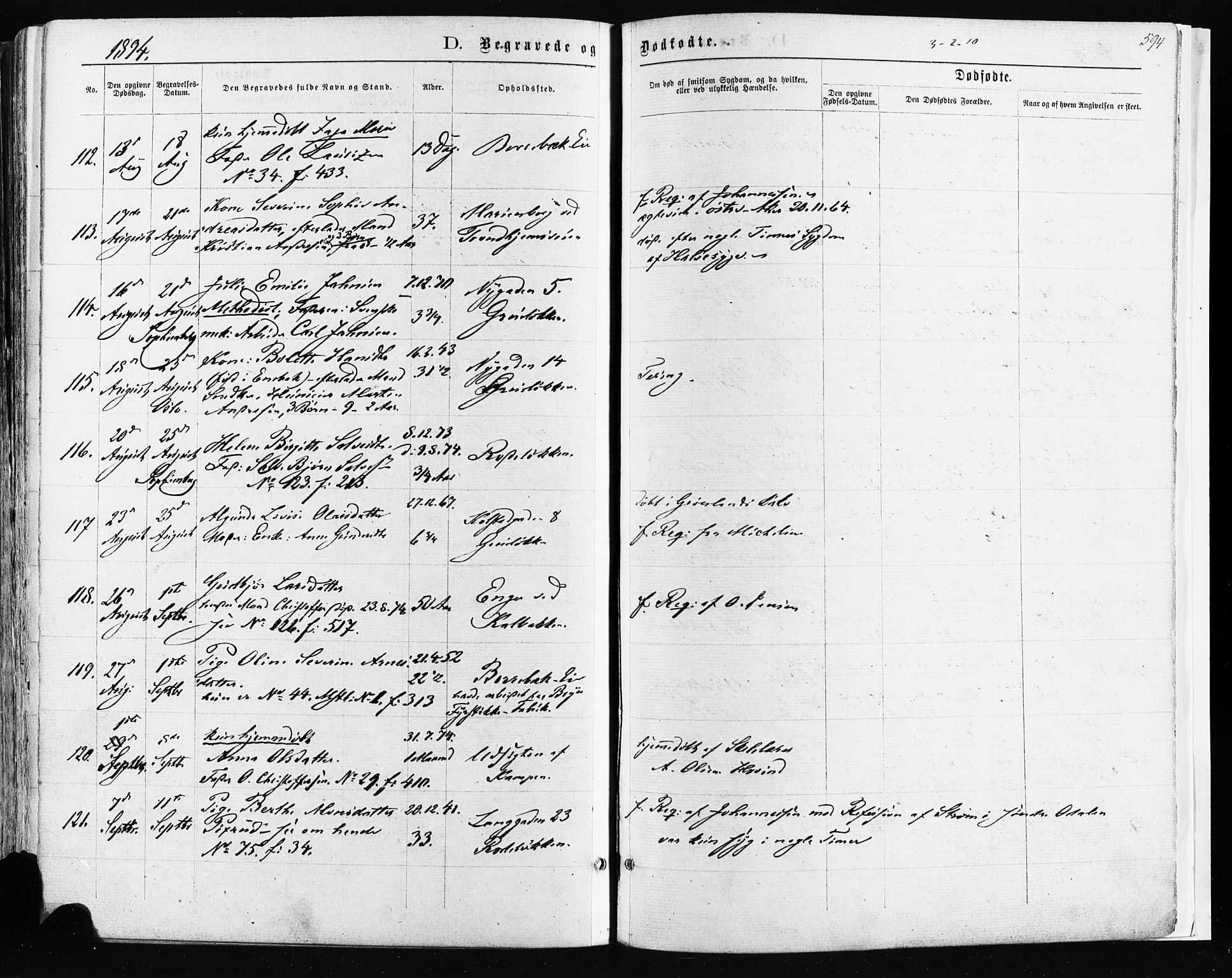 Østre Aker prestekontor Kirkebøker, AV/SAO-A-10840/F/Fa/L0003: Parish register (official) no. I 3, 1869-1875, p. 594