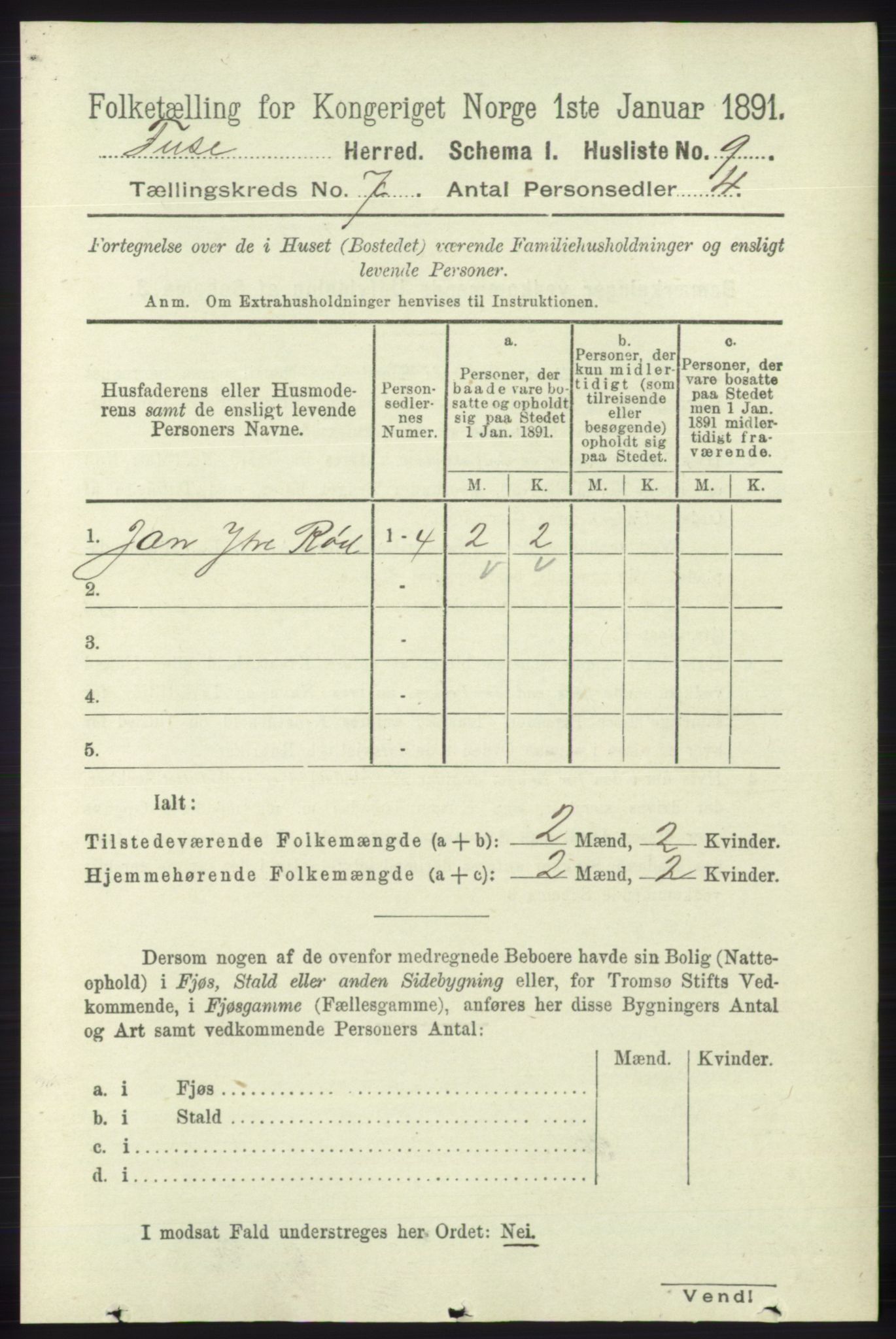 RA, 1891 census for 1241 Fusa, 1891, p. 1272