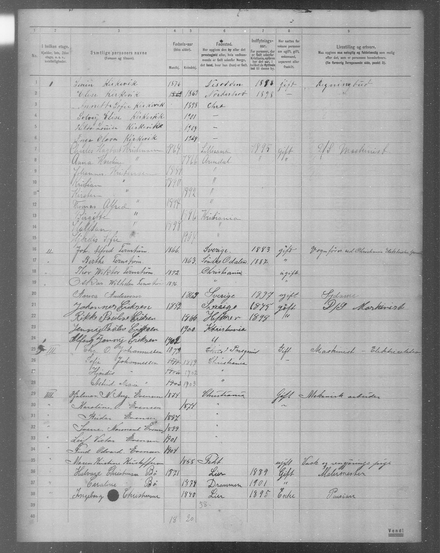 OBA, Municipal Census 1904 for Kristiania, 1904, p. 8412