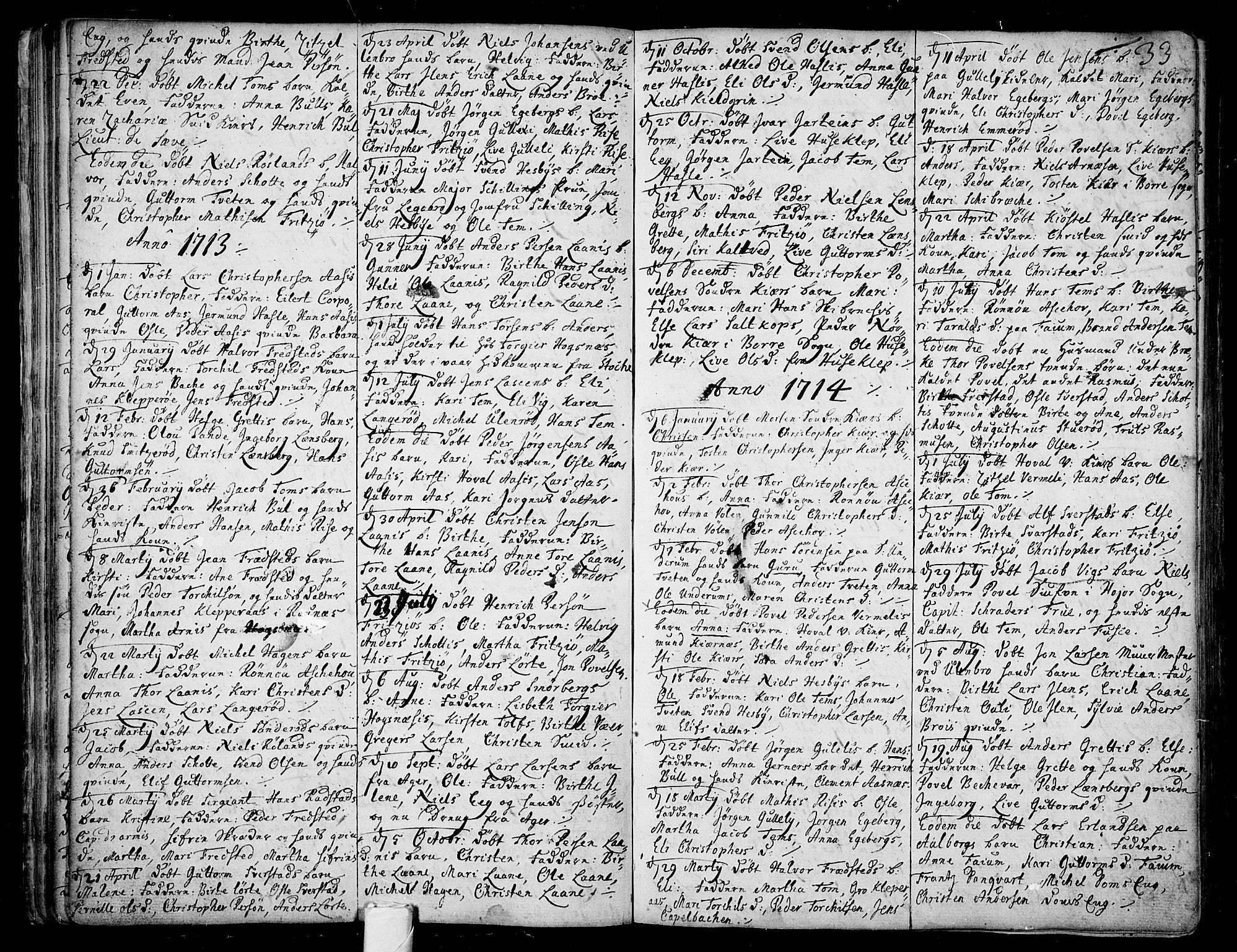 Sem kirkebøker, SAKO/A-5/F/Fa/L0001: Parish register (official) no. I 1, 1702-1763, p. 33