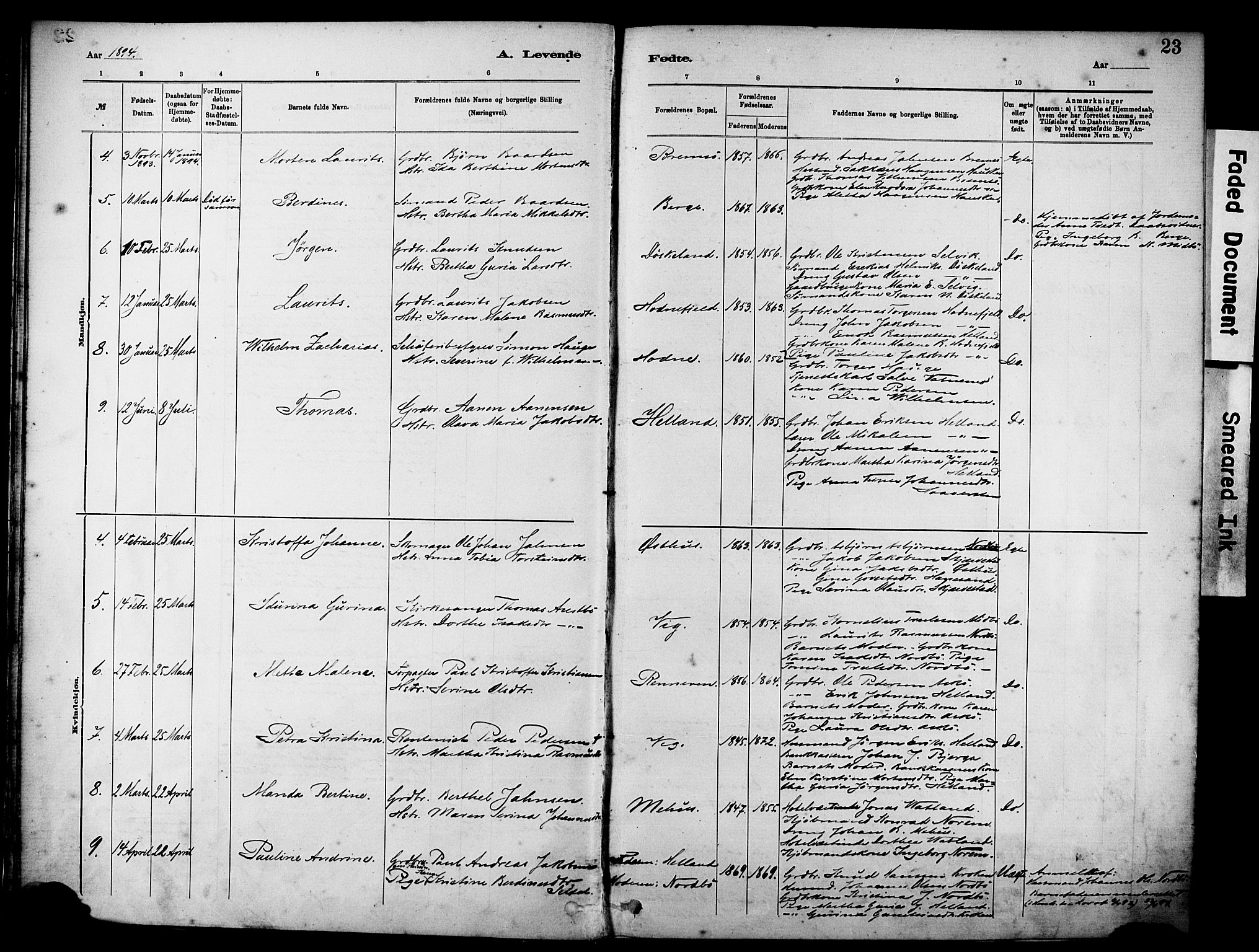 Rennesøy sokneprestkontor, AV/SAST-A -101827/H/Ha/Haa/L0012: Parish register (official) no. A 13, 1885-1917, p. 23