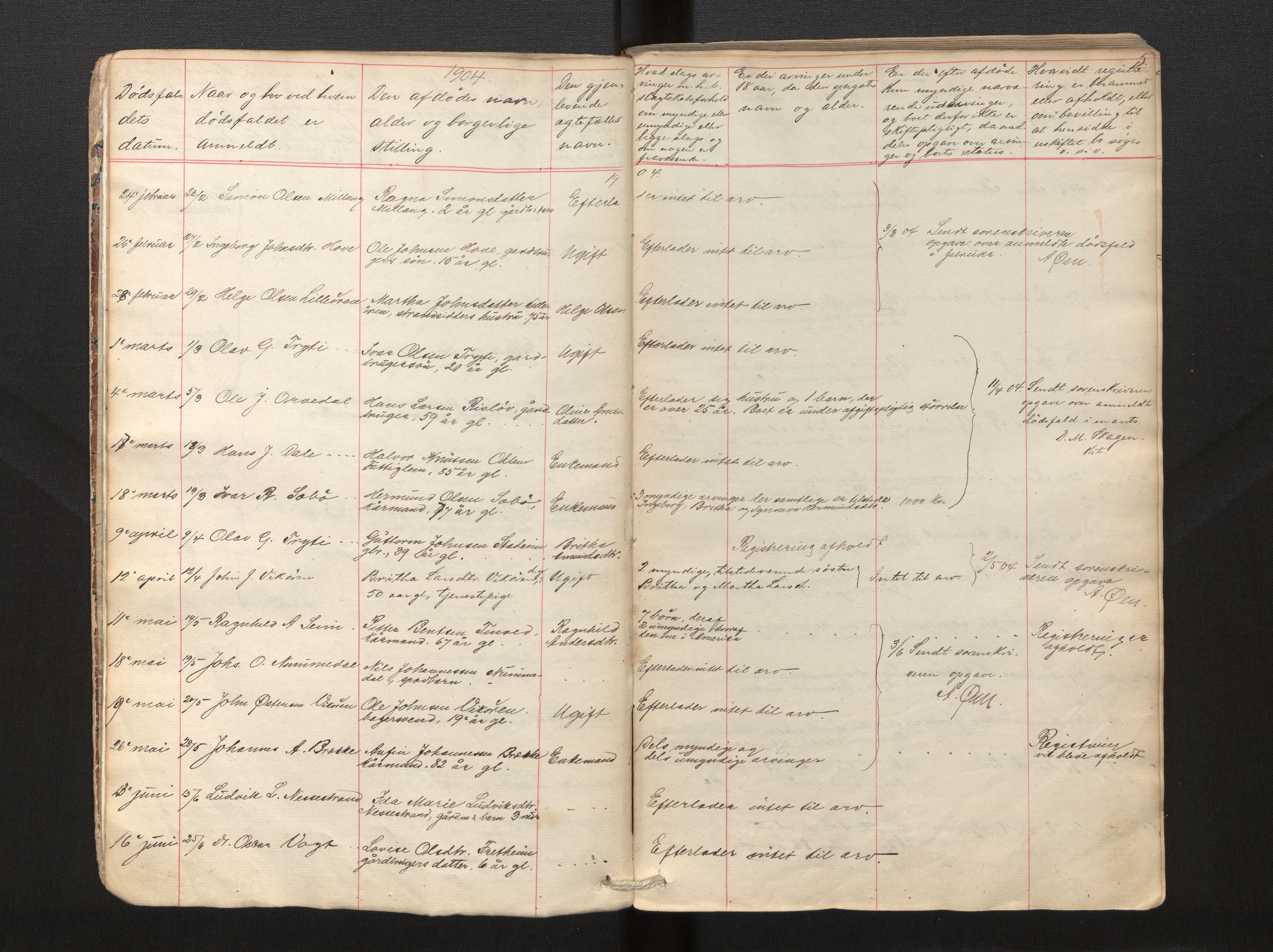 Lensmannen i Vik, AV/SAB-A-30301/0006/L0014: Dødsfallprotokoll, 1903-1929, p. 5
