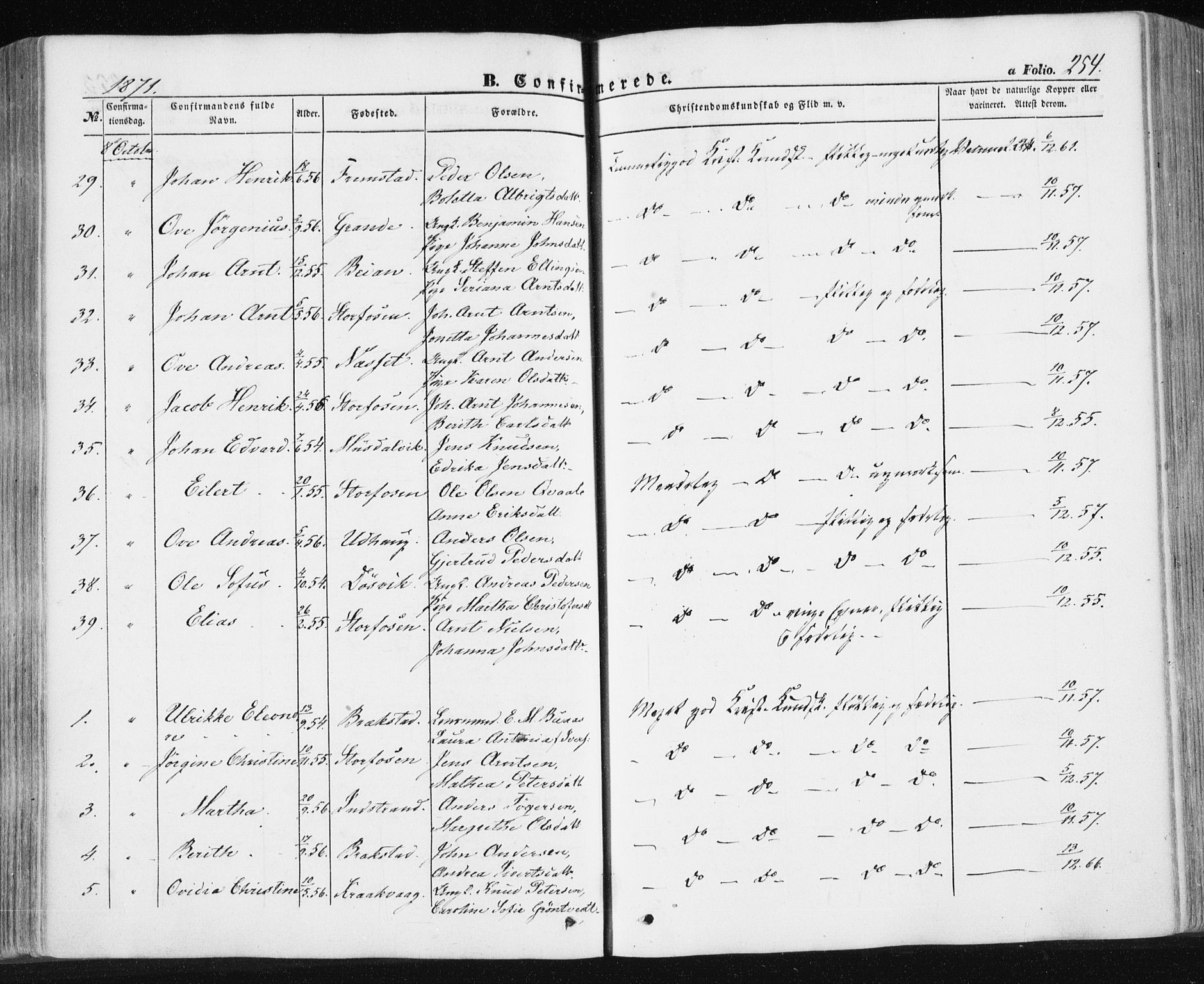 Ministerialprotokoller, klokkerbøker og fødselsregistre - Sør-Trøndelag, SAT/A-1456/659/L0737: Parish register (official) no. 659A07, 1857-1875, p. 254
