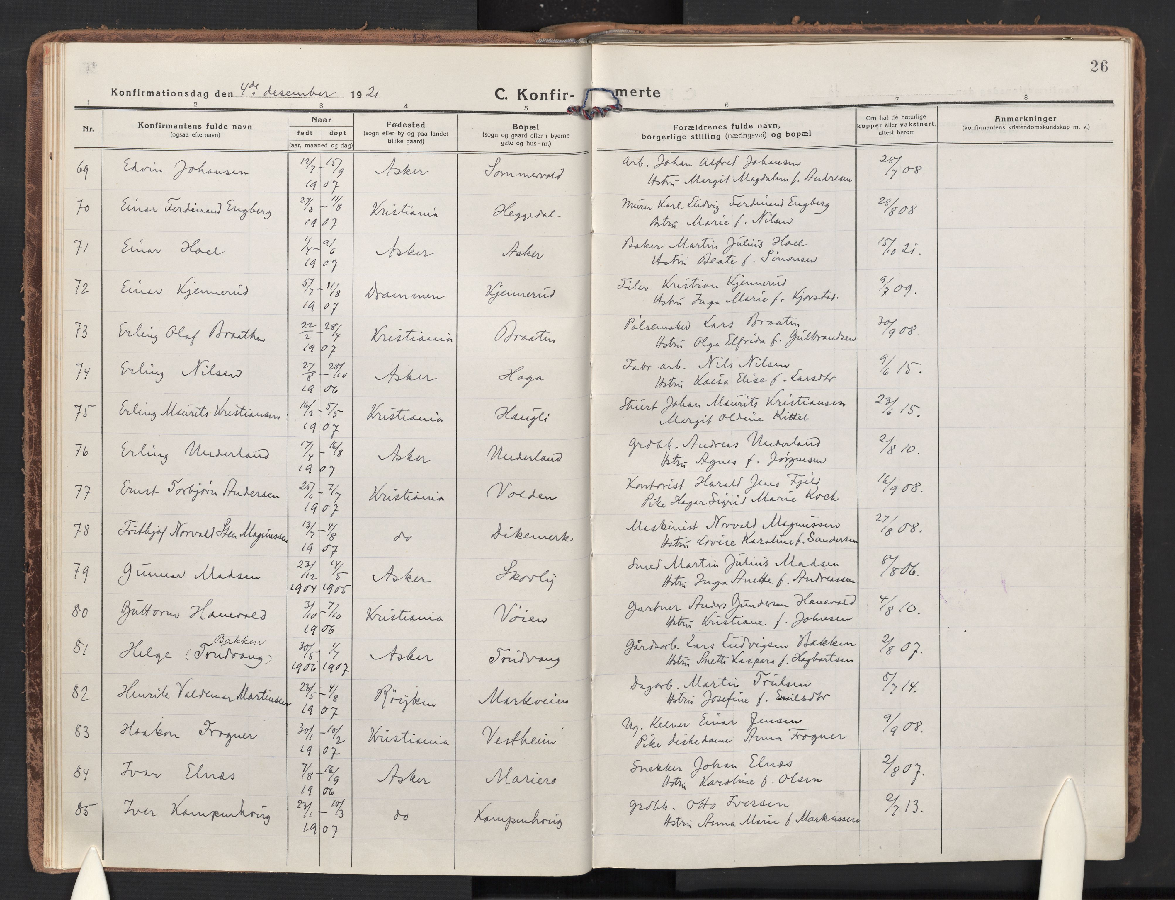 Asker prestekontor Kirkebøker, AV/SAO-A-10256a/F/Fa/L0019: Parish register (official) no. I 19, 1918-1935, p. 26