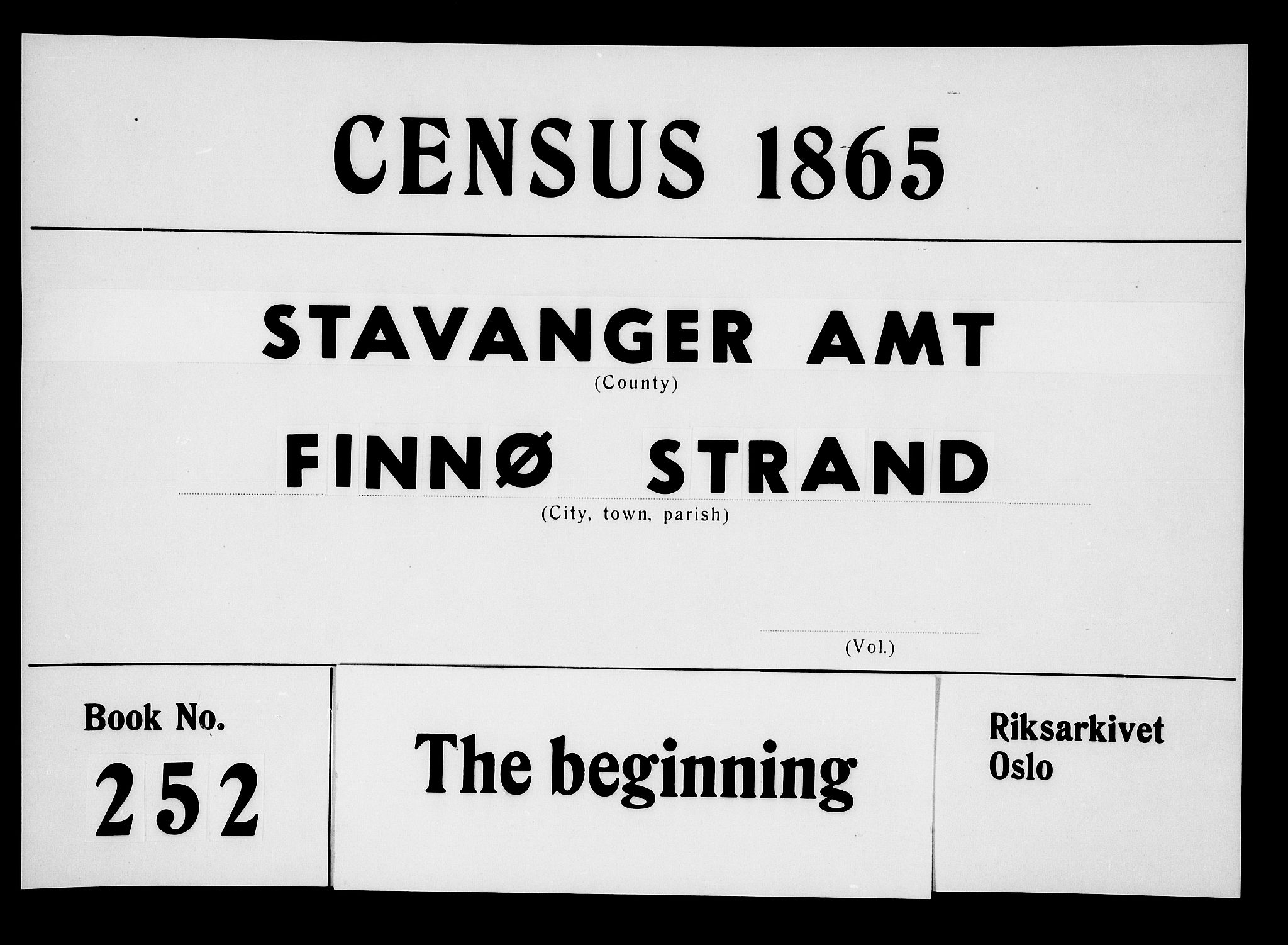 RA, 1865 census for Finnøy, 1865, p. 1