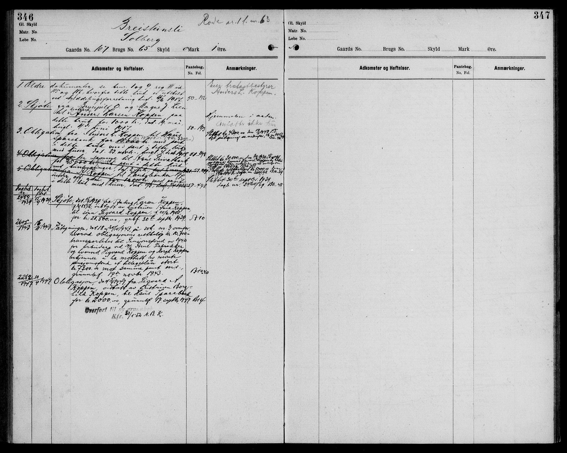 Nordhordland sorenskrivar, SAB/A-2901/1/G/Ga/Gaaa/L0024: Mortgage register no. II.A.a.24, 1893-1952, p. 346-347
