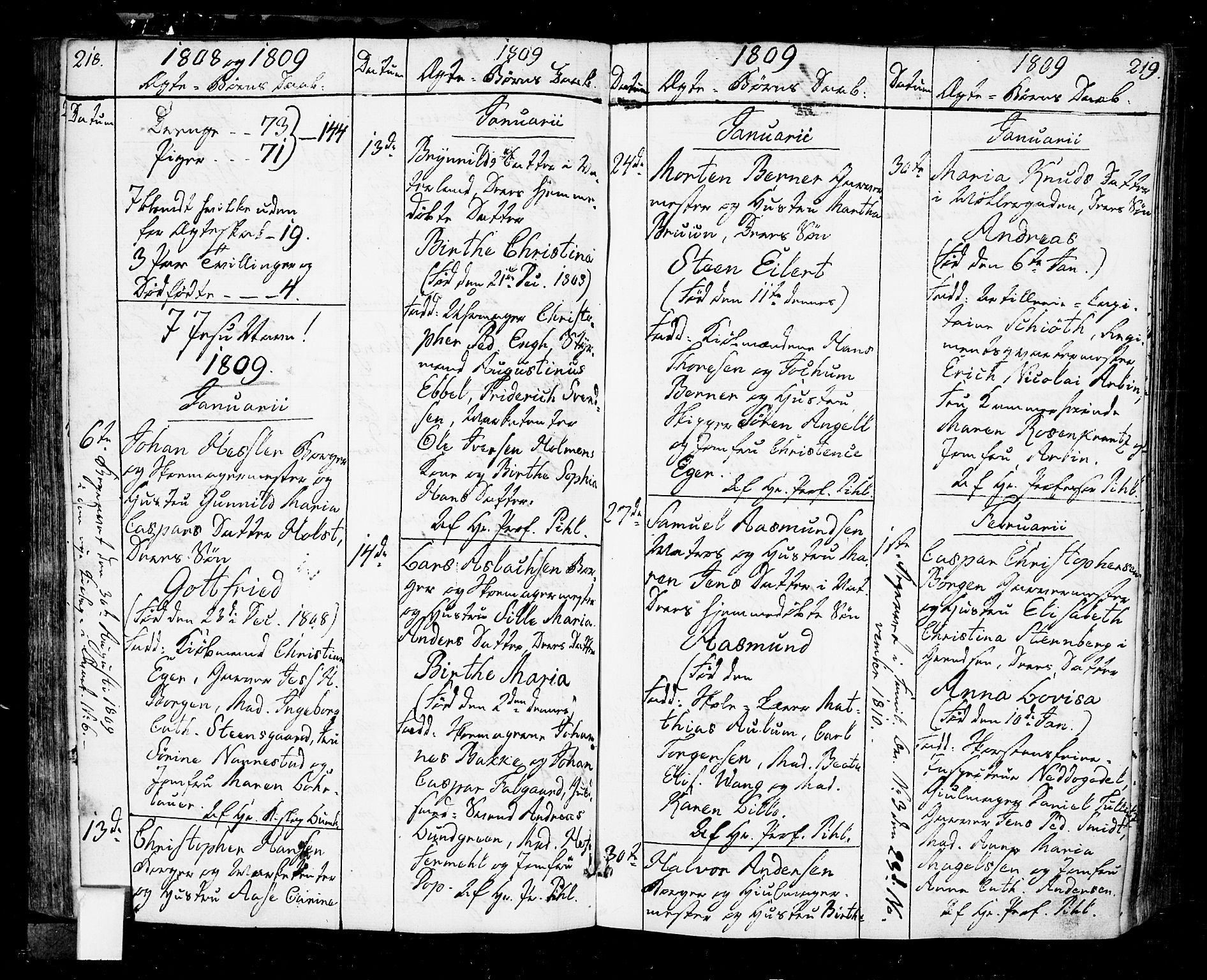 Oslo domkirke Kirkebøker, SAO/A-10752/F/Fa/L0006: Parish register (official) no. 6, 1807-1817, p. 218-219
