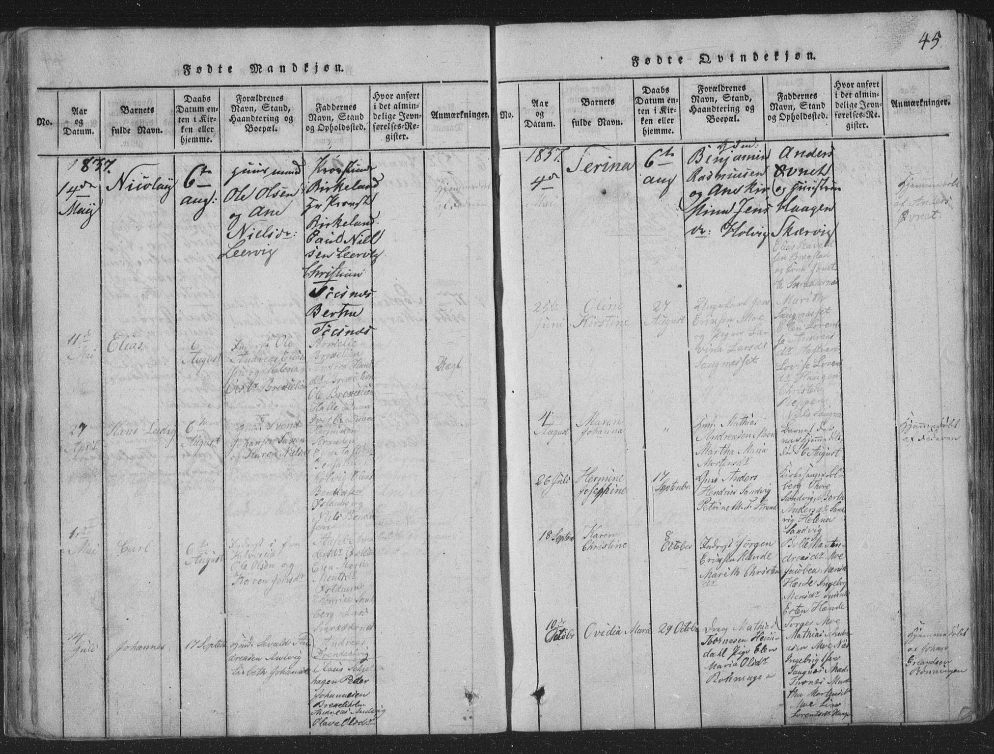 Ministerialprotokoller, klokkerbøker og fødselsregistre - Nord-Trøndelag, SAT/A-1458/773/L0613: Parish register (official) no. 773A04, 1815-1845, p. 45