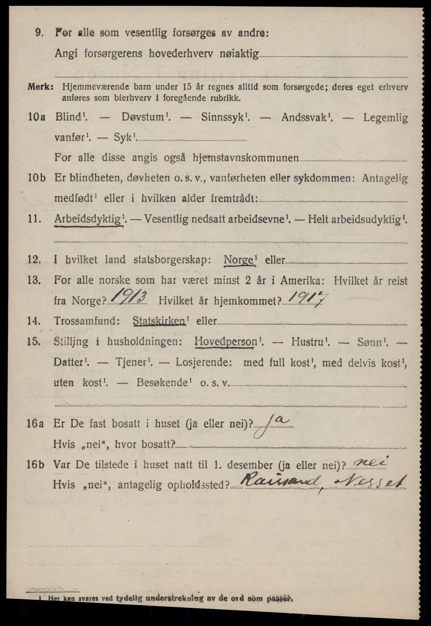 SAT, 1920 census for Nesset, 1920, p. 2811