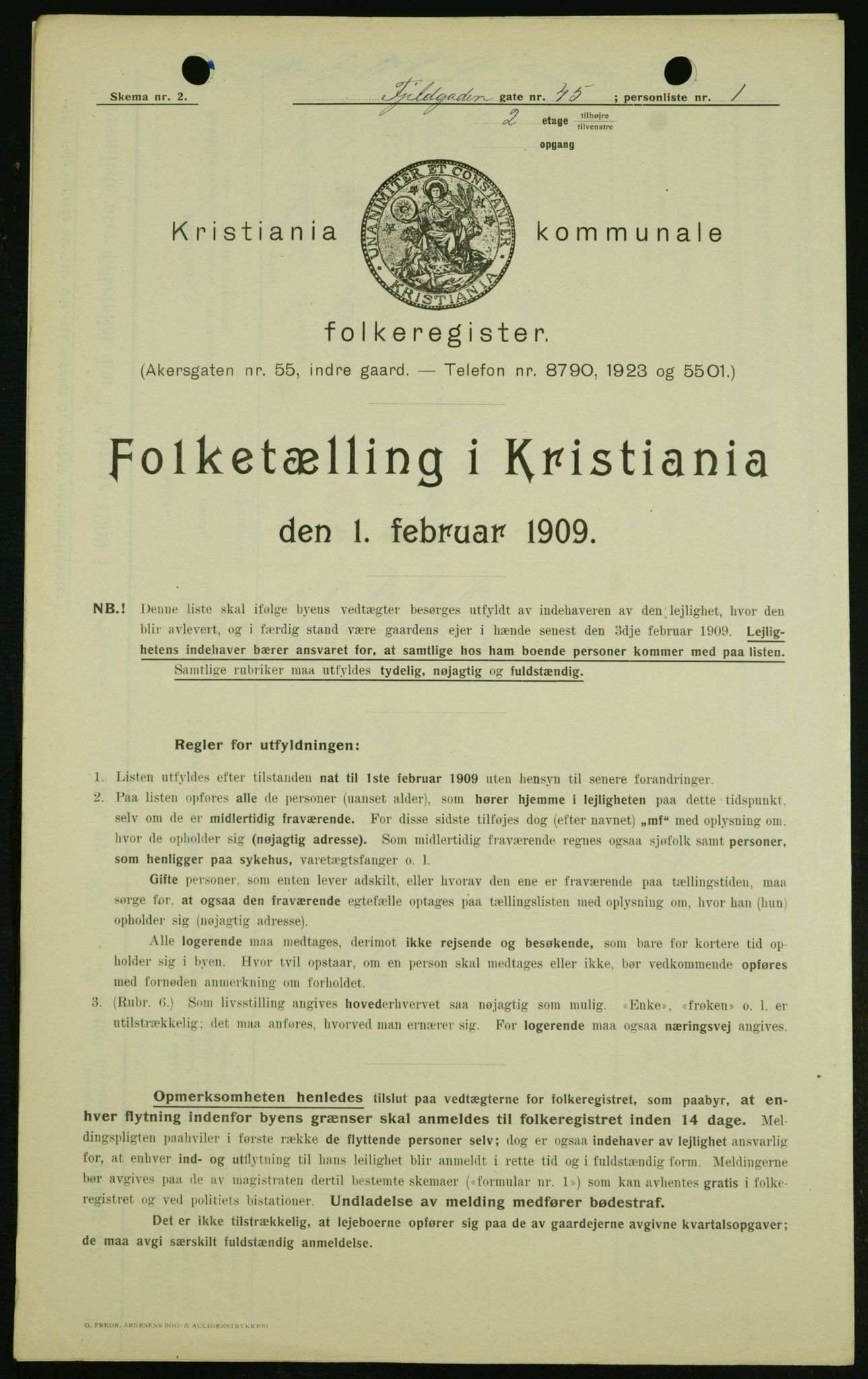 OBA, Municipal Census 1909 for Kristiania, 1909, p. 22217