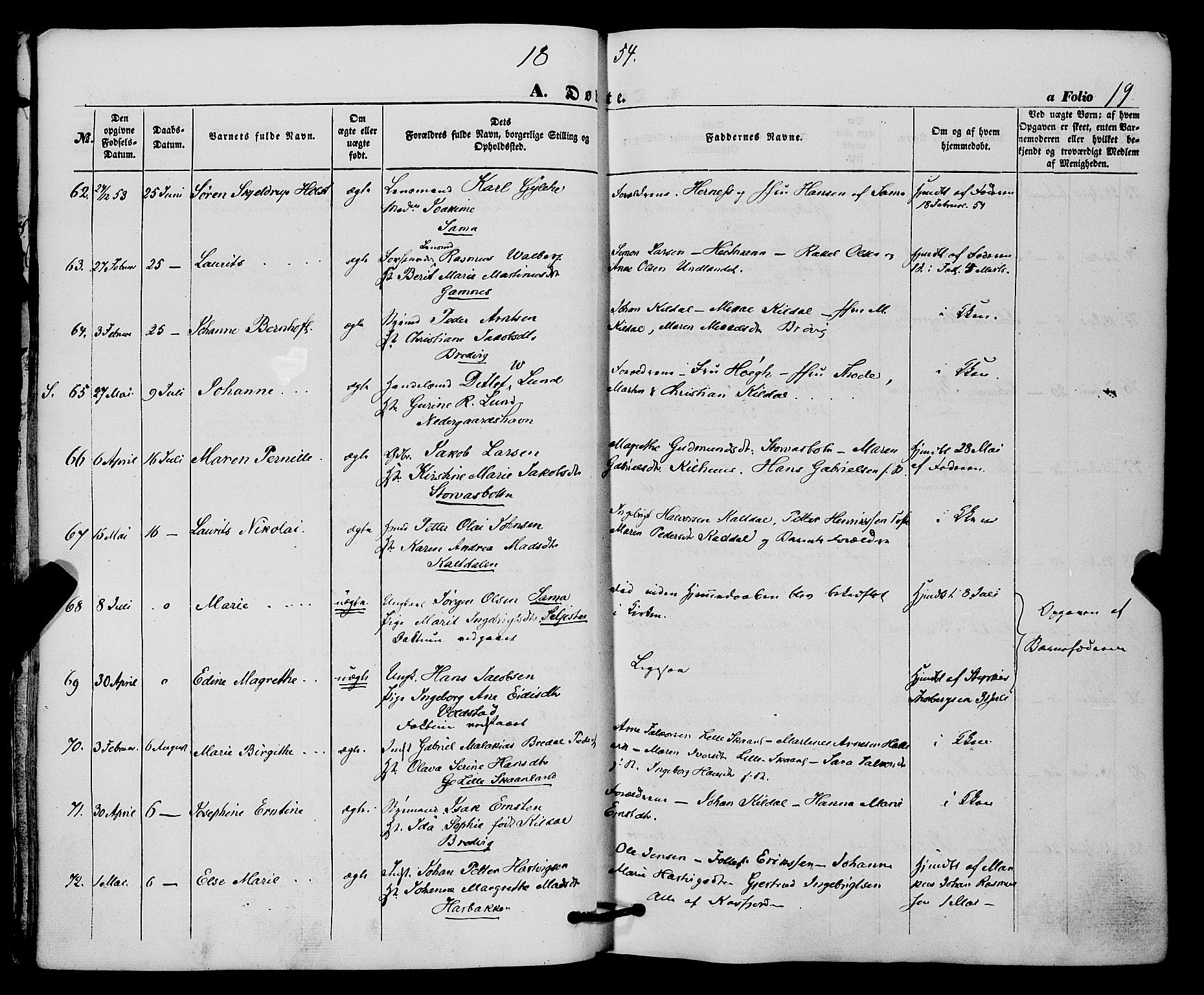 Trondenes sokneprestkontor, AV/SATØ-S-1319/H/Ha/L0011kirke: Parish register (official) no. 11, 1853-1862, p. 19